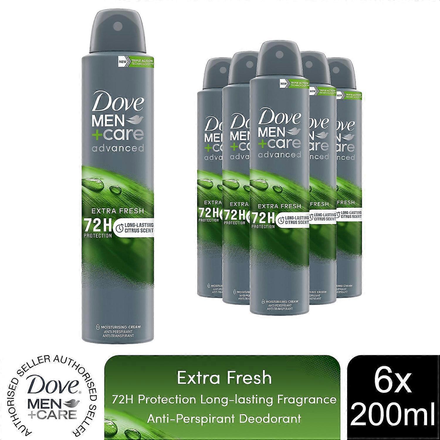 6x Dove Anti-Perspirant Men+Care Advanced Extra Fresh 72H Protection Deo, 200ml Regular