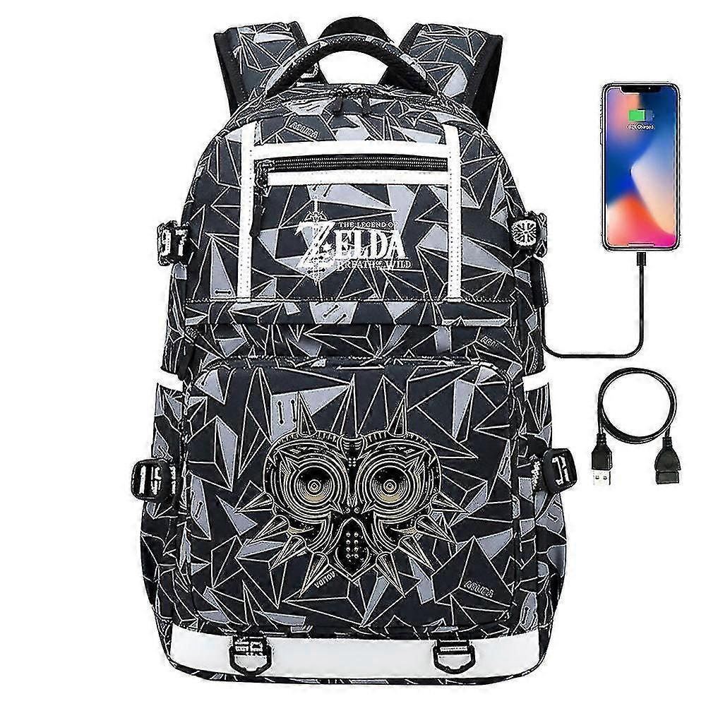 Zelda-link Game Print Backpack για εφήβους, φοιτητές, σχολικές τσάντες, τσάντες | Άνδρες &; Γυναίκες Αιτιώδης θύρα φόρτισης USB Τσάντες ταξιδιού φορητού υπολογιστή Mochila