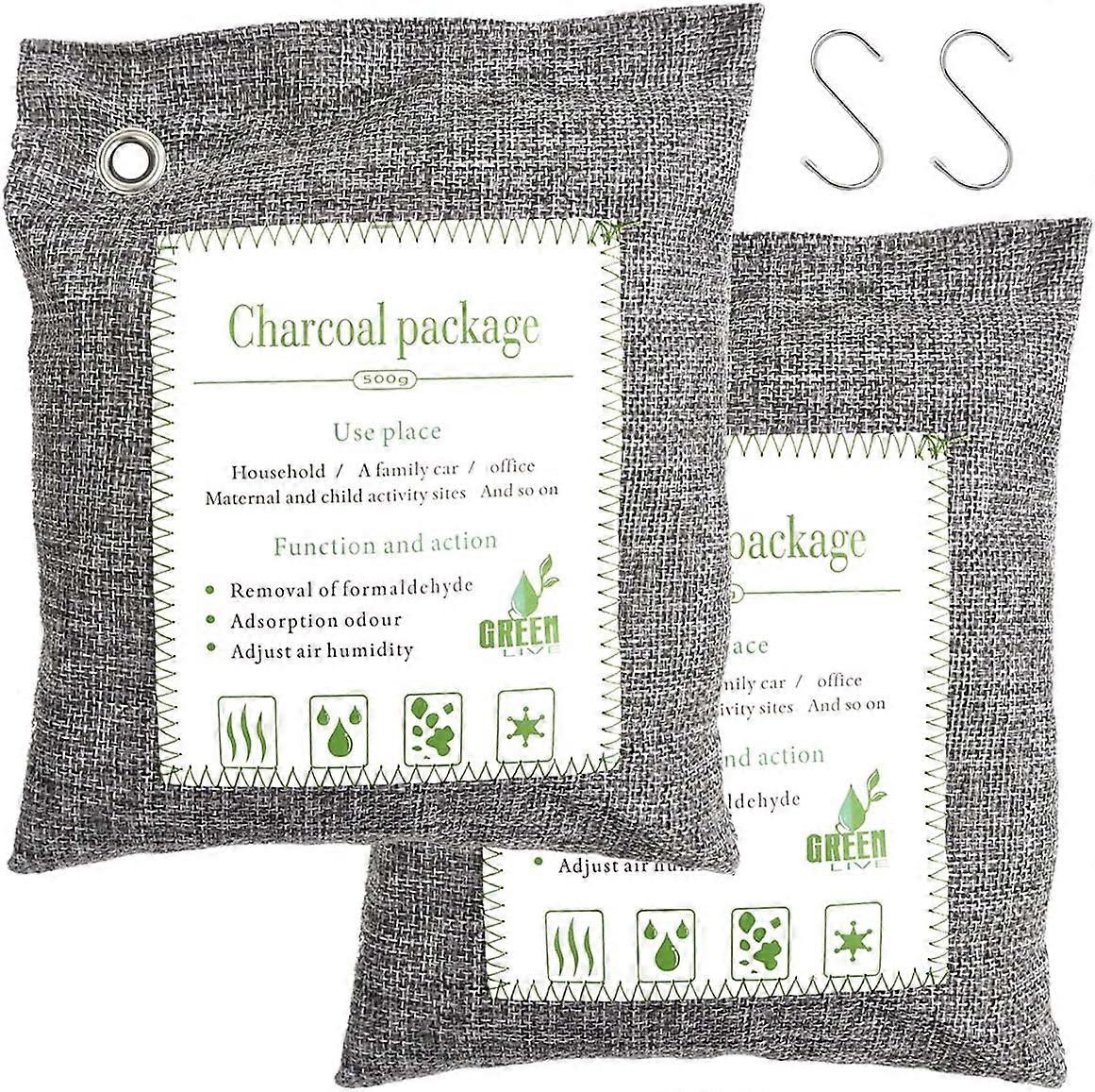 Activated Charcoal Bags, Odor Absorber: Natural Air Purifier for Home, Car, and Pet Areas, Reusable Non-Toxic Moisture Absorber with Sunlight