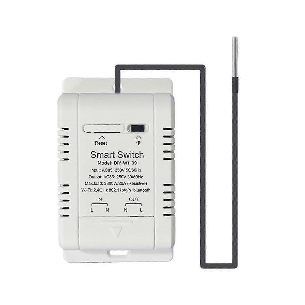 Smart Temperature Switch 20A with Temperature Sensor Support Remote Control for Fish Tank Greenhou