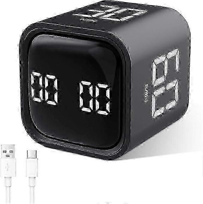 Minuterie cube, minuterie rotative Pomodoro Technique, 5/10/30/60 minutes et compte à rebours personnalisé, minuterie de productivité avec vibration, alarme sonore réglable, Sui