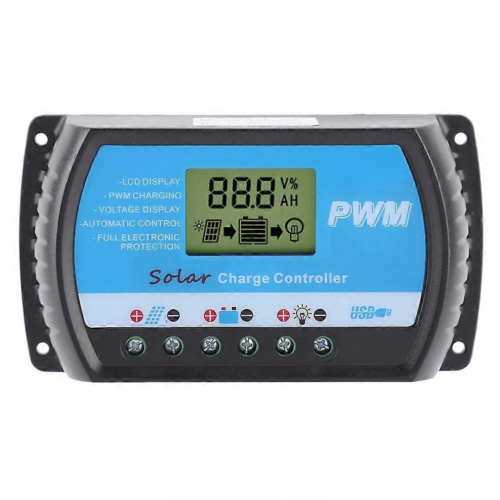 12V 24V PWM Solar Controllers With LCD Display USB Charge Controller 30A