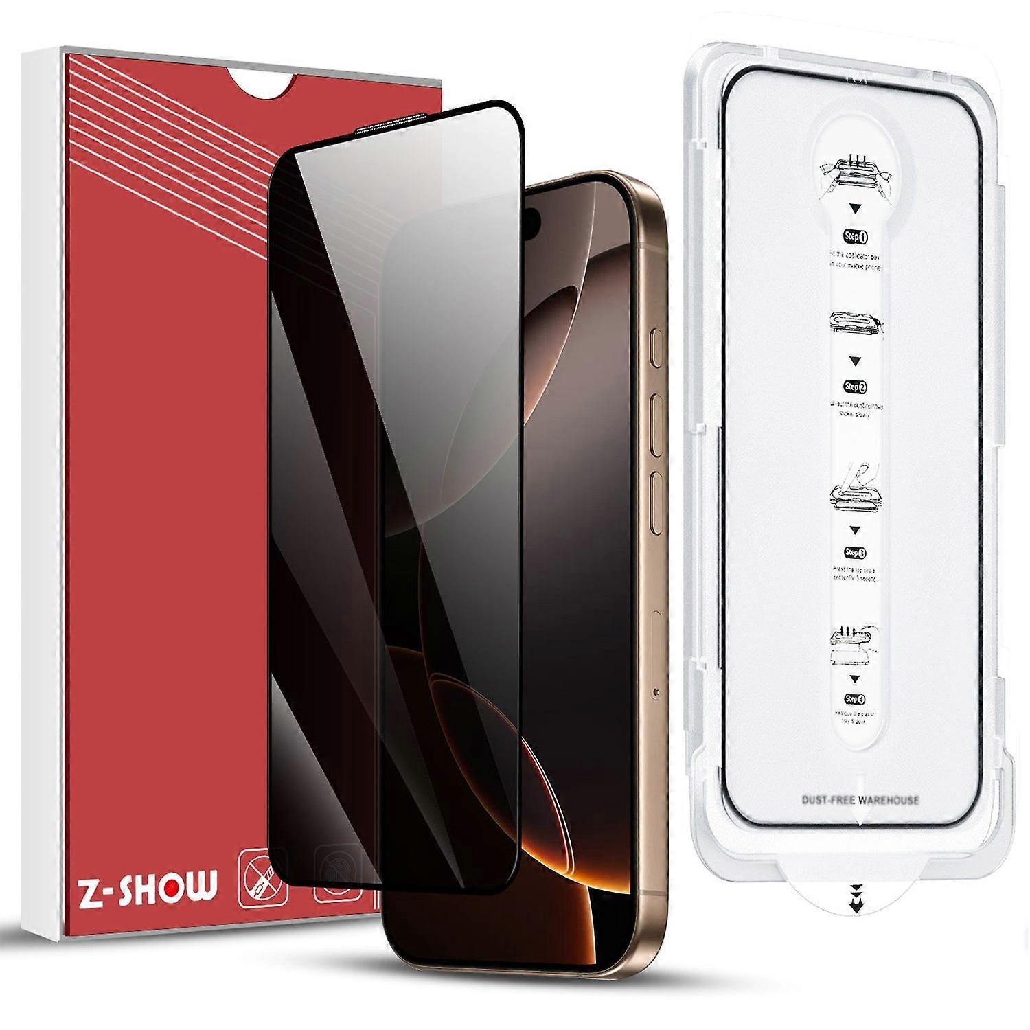 For iPhone 15 Anti-Spy Screen Protector Temered Glass Film with Dust-Proof Net