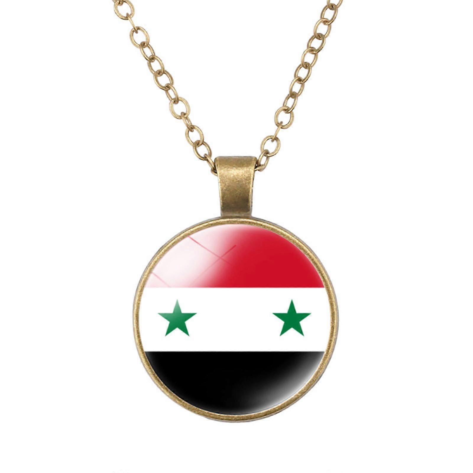 Practical Sturdy Syrian Flag Pendant Necklace Portable for Daily Wear and Special Occasions with Elegant Designs