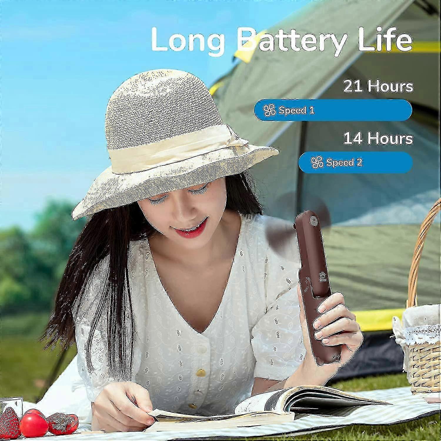Portable 3-in-1 Handheld Mini Fan with Power Bank & Flashlight, USB Rechargeable 14-21H Battery Operated