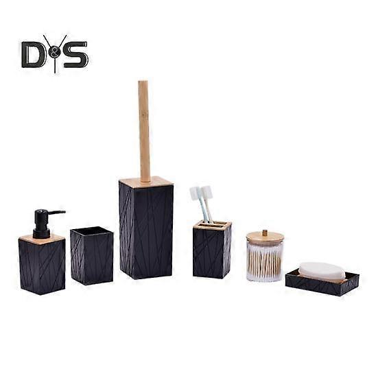 6Pcs/Set Imitation Glass Bathroom Accessories Set Toothbrush Holder Toilet Brush Cup Soap Dish Cotton Tip Holder Soap Dispenser Set