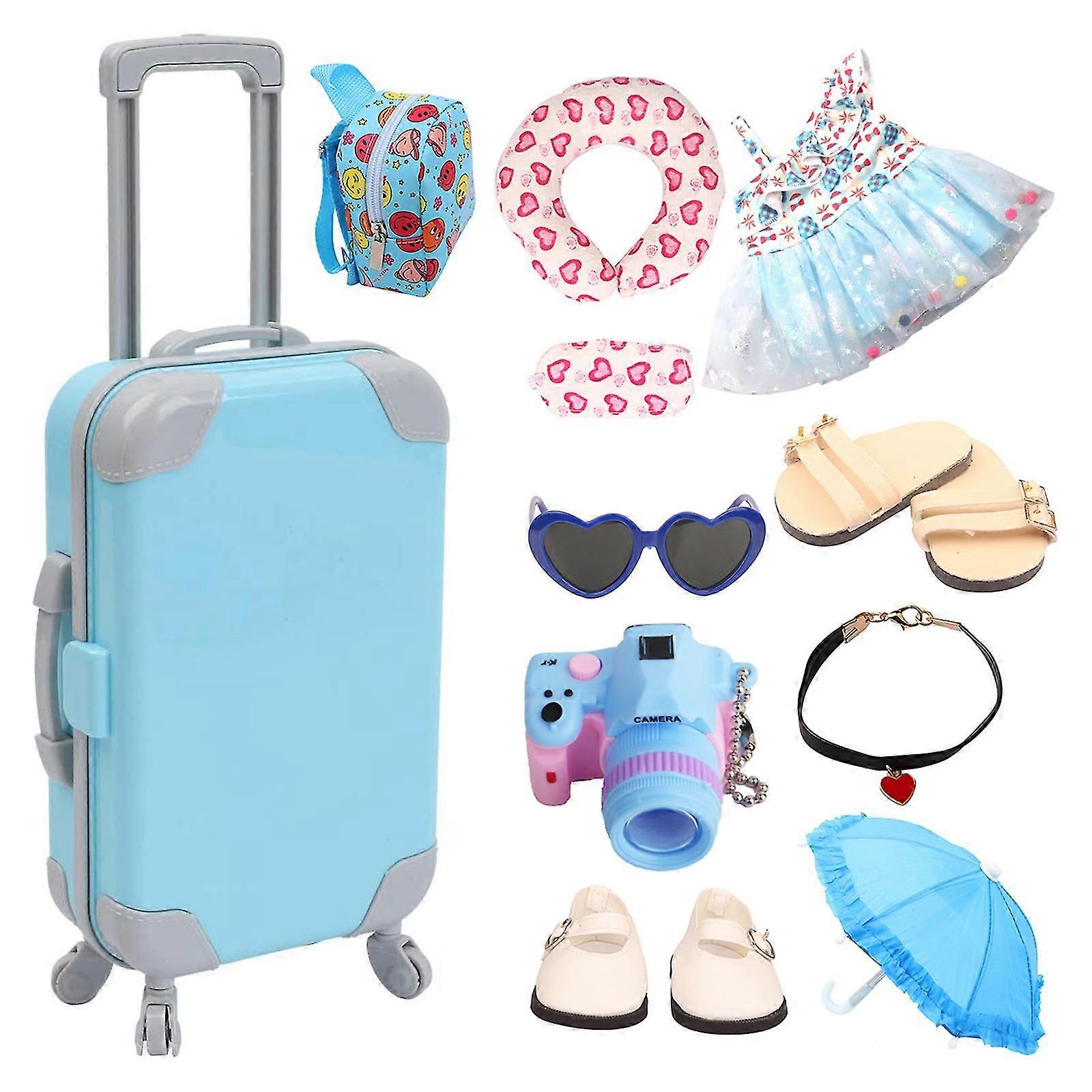 ドールアクセサリートラベルスーツ収納トロリーボックスDIY1セット18インチドールキッドギフトアウトドア用