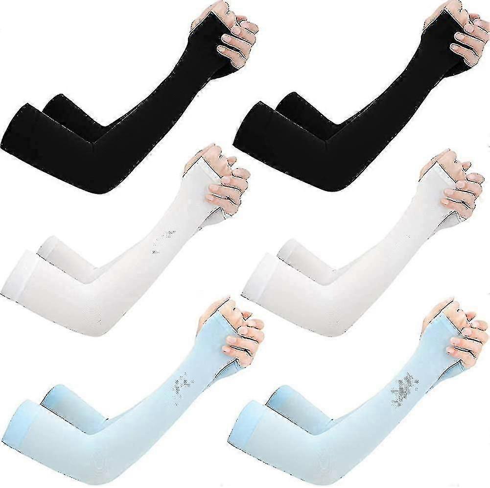 6 Pairs Uv Sun Protection Cooling Arm Sleeves - Upf 50 Arm Cover