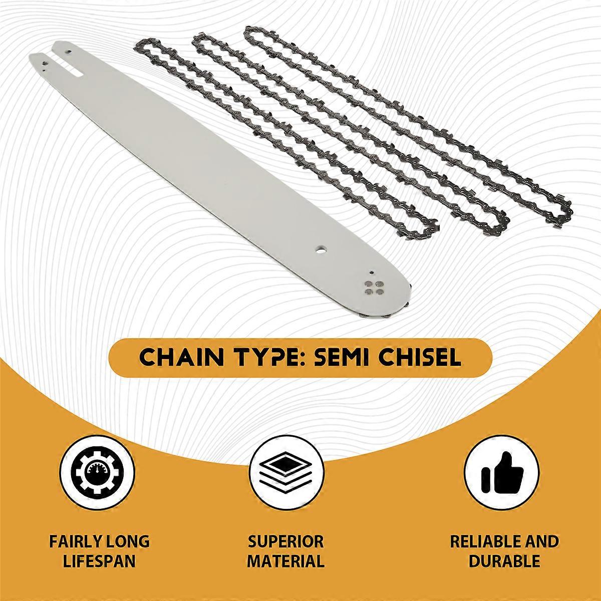 16 Inch Chain Saw Guide Bar with 3Pcs Chains for 009 012 021