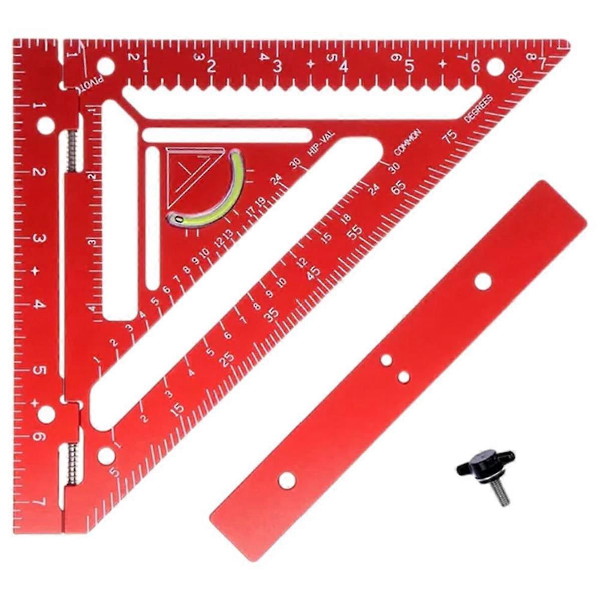 Rafter Square Tool, Aluminum Triangle Ruler with Jig Block-A