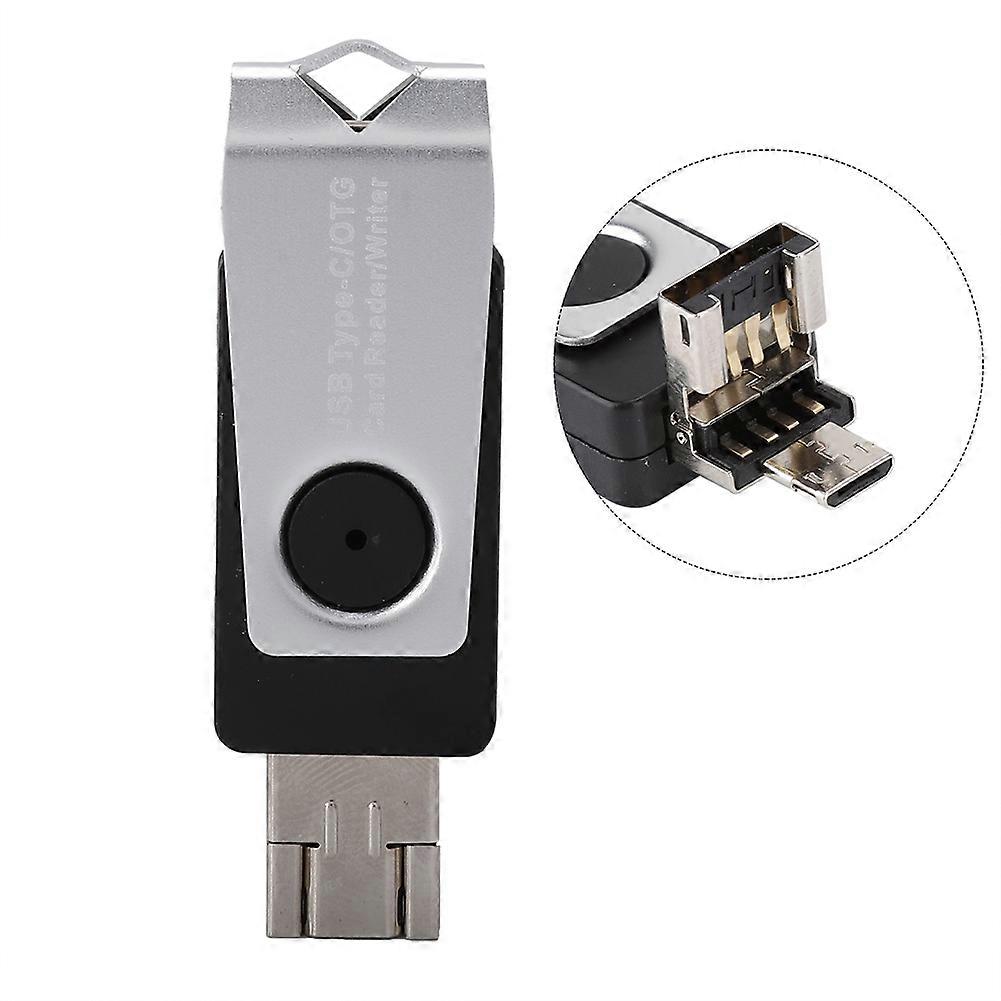 Three-in-one Type-C Micro USB Multi-function TF Card Reader for Android Phone OTG (Silver)