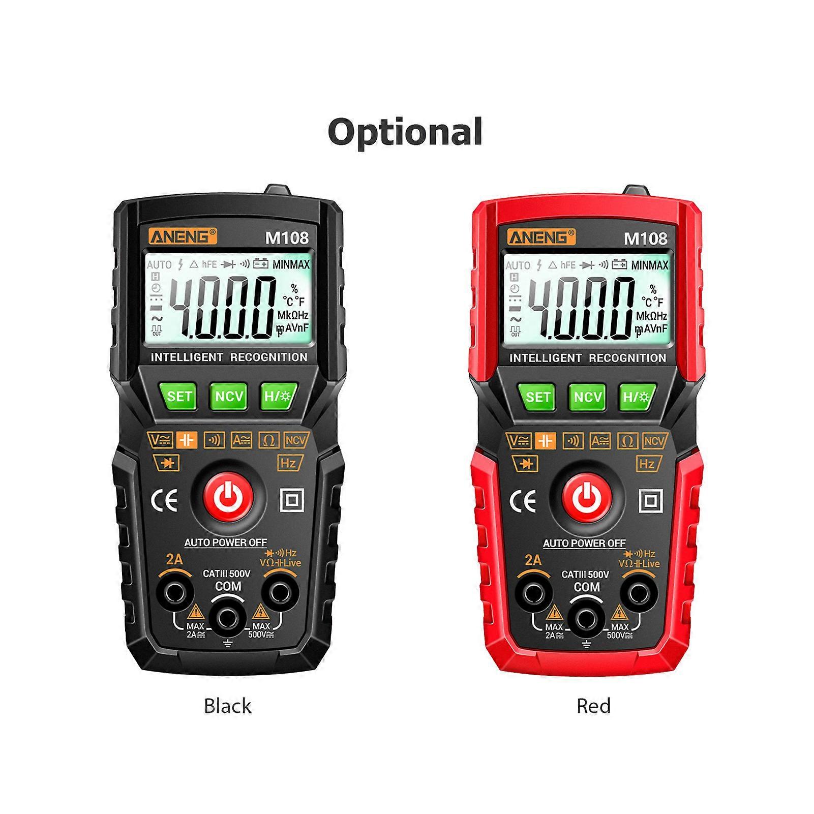 ANENG M108 Smart Digital Multimeter Auto Range 4000 Counts NCV Universal Meter Handheld Multifunctional Tester Voltmeter Ammeter with Backlight Flash