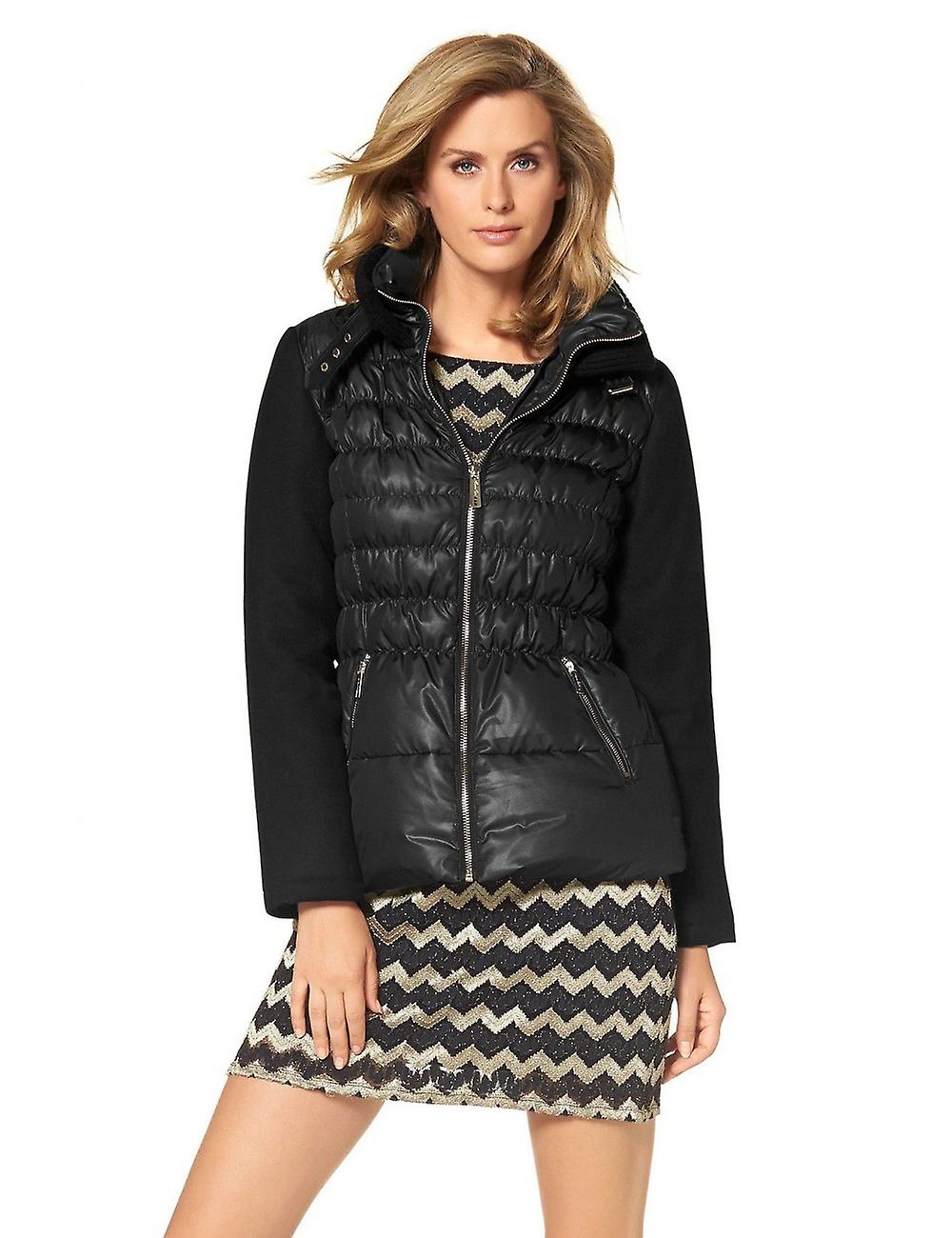Women's Down Jacket Amanda Ryan Black With Sleeve In Wool Fabric