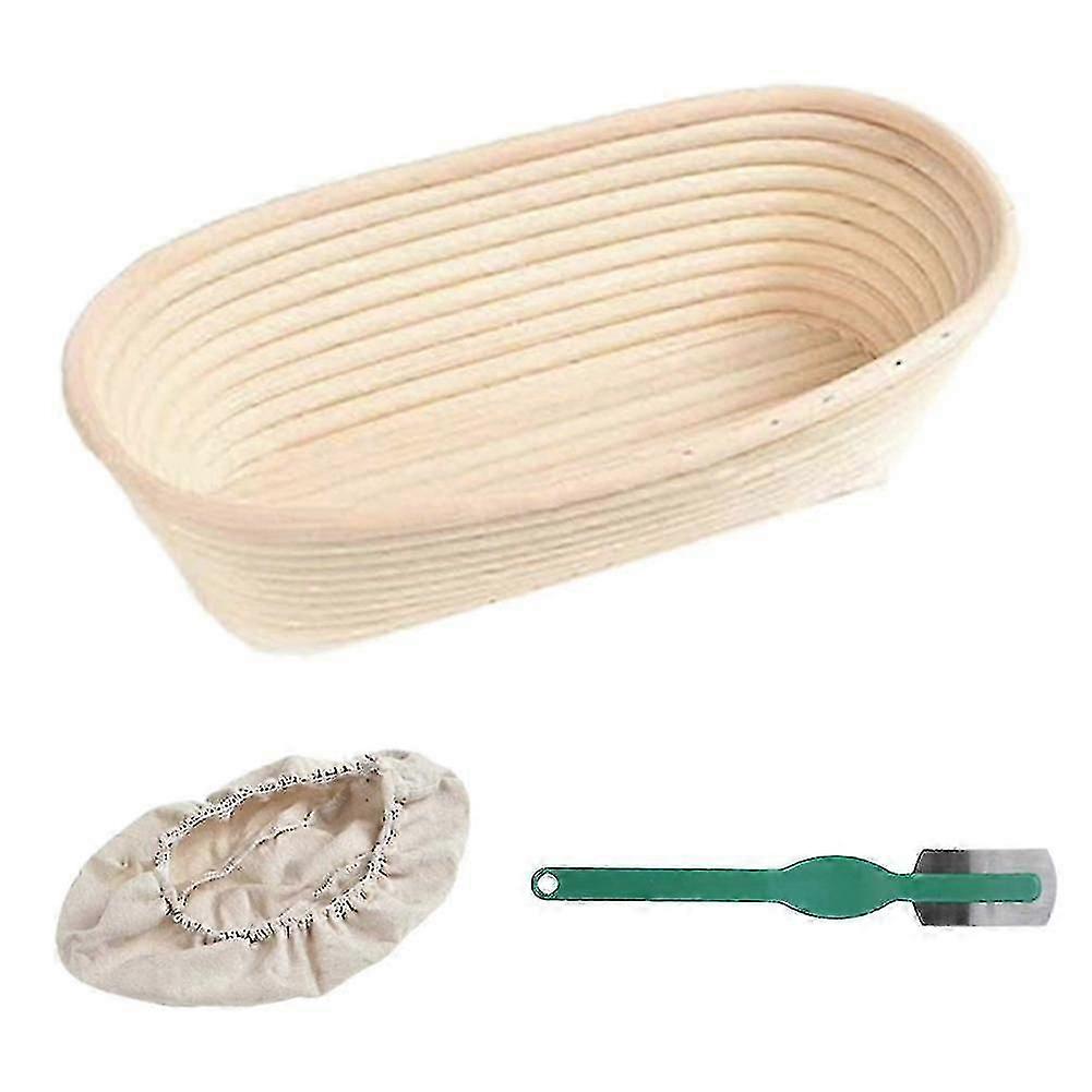 Oval Rattan Bread Proofing Dough Fermentation Basket With Cloth Cover Scraper