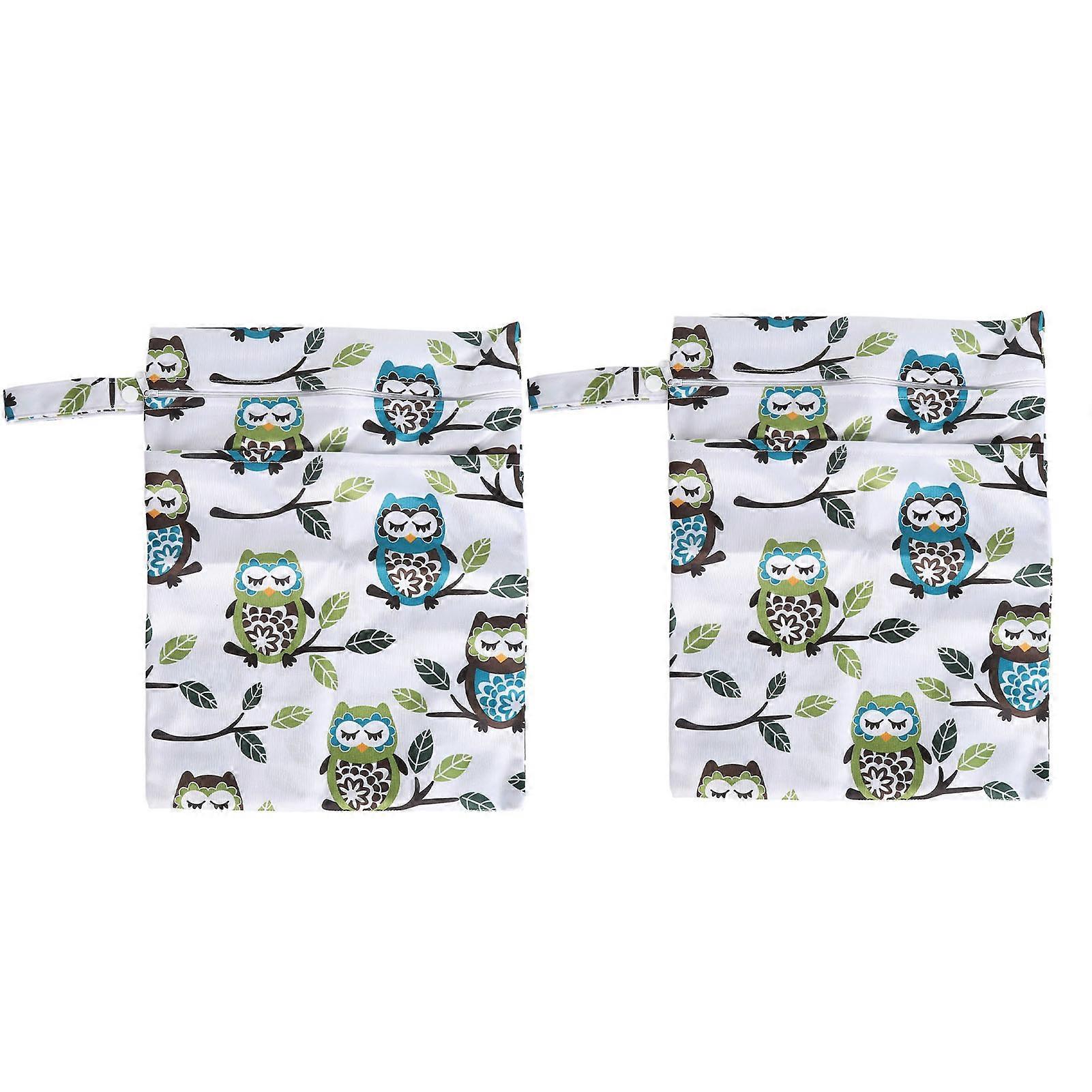 2pcs Wet Dry Diapers Bags with Handle Reusable Zippered Pockets Organizing Multi Purpose Wet Bag for Diapers Wet Swimsuit