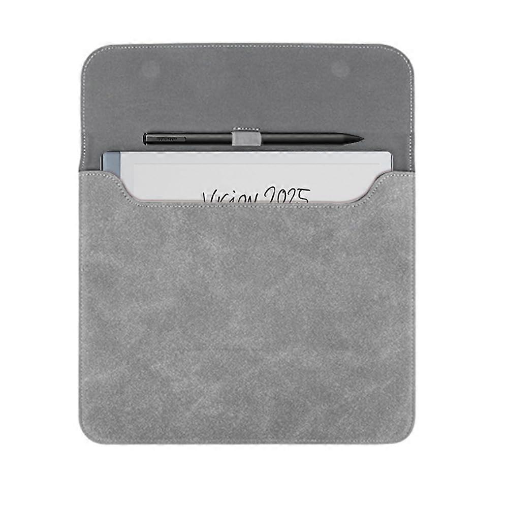 Sleeve Bag Suede Leather for 10.3" Bigme inkNote Color + Lite ePaper Tablet 2023, Water Repellent Case with Pen Loop, Gray