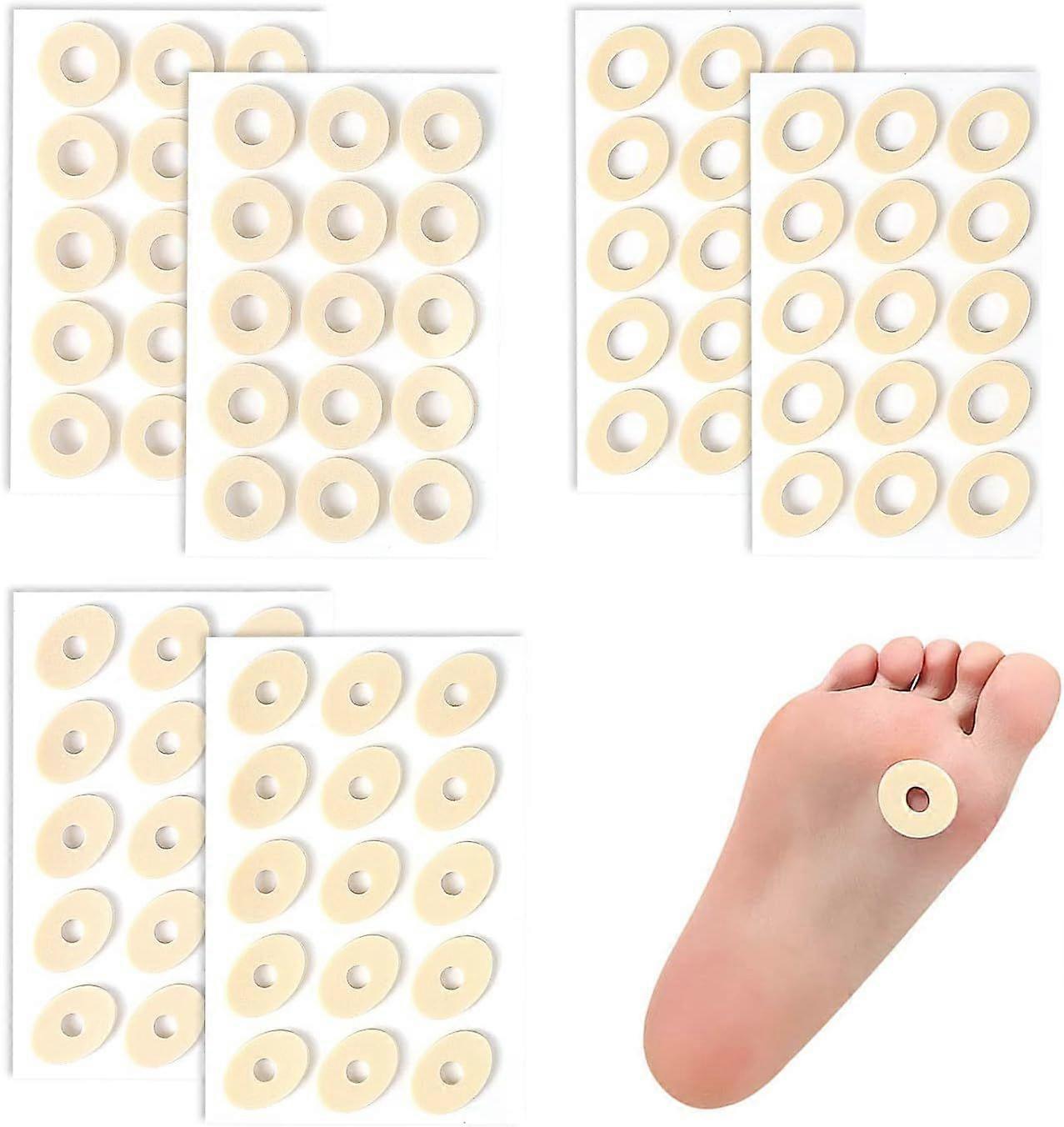 6 Pack Anti-Abrasion Soft Latex Corn Pads, 3 Shapes, Prevent Rubbing on Soles of Feet or Tiptoes, Oval Corns