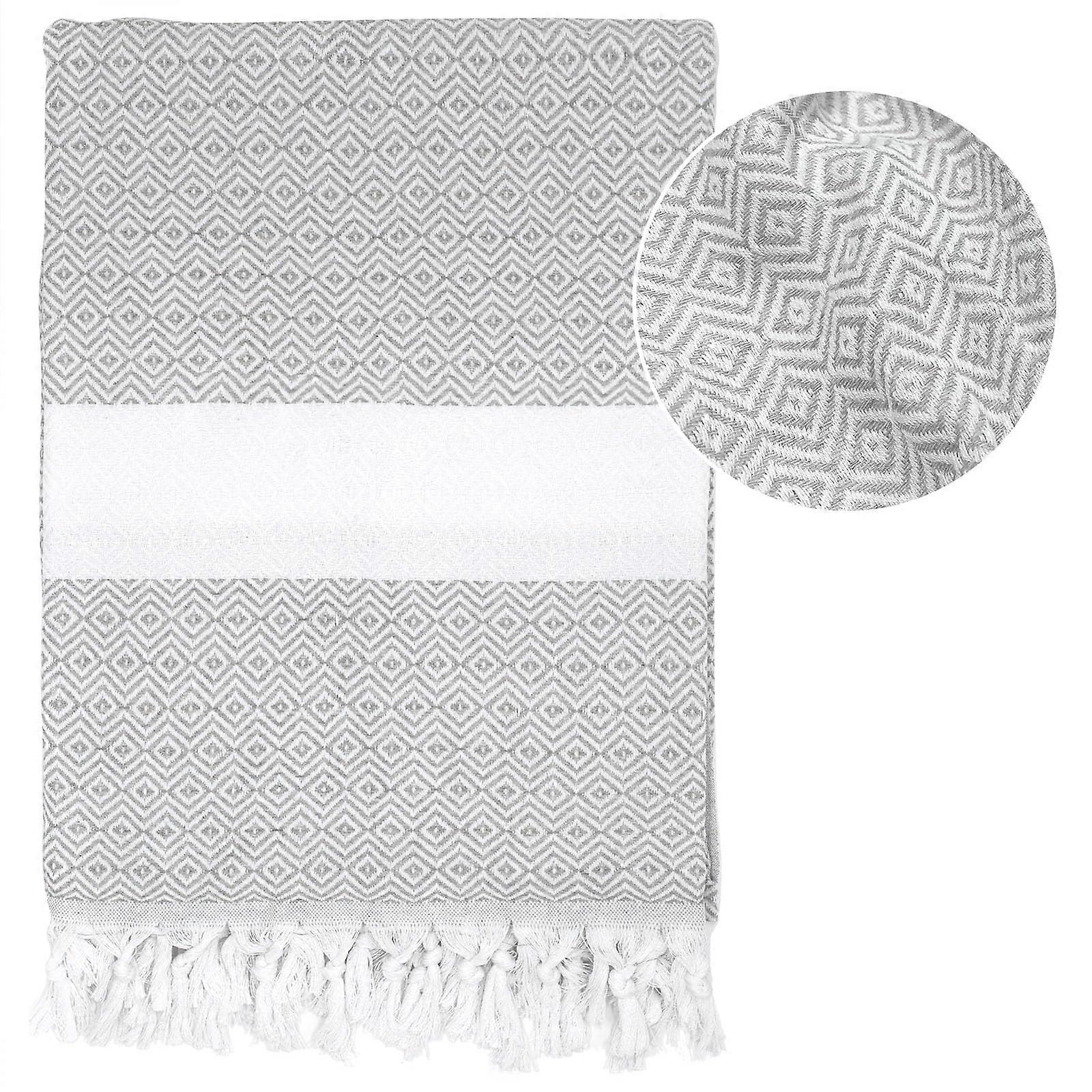 Turkish Beach Towels Large Soft Cotton Weaving 39x71 Light Gray Fast-Drying Sand Durable for Travel