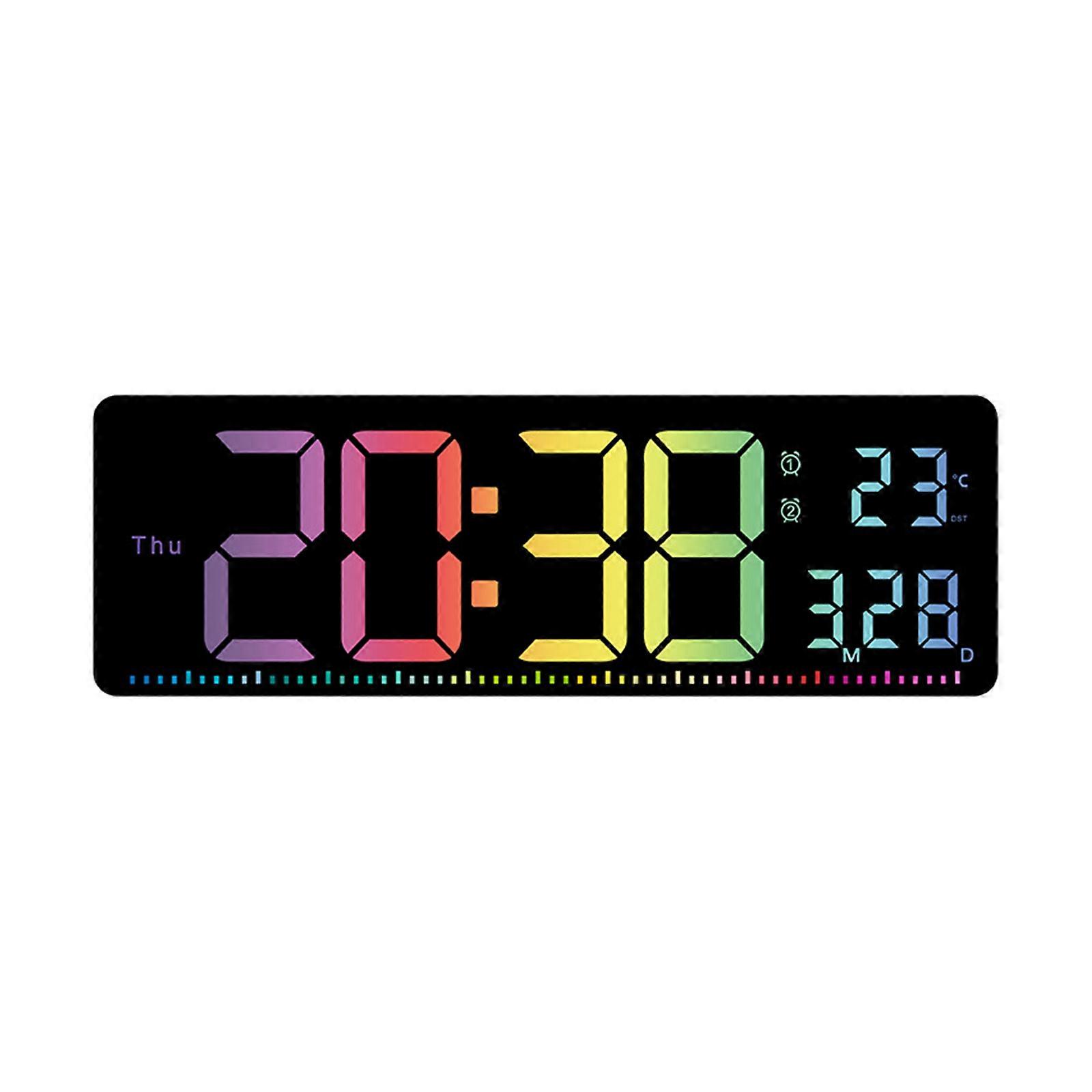Colorful Wall Clock Electronic Alarm Clock for Bedroom with Date/Temperature DisplayCreative and Minimalists