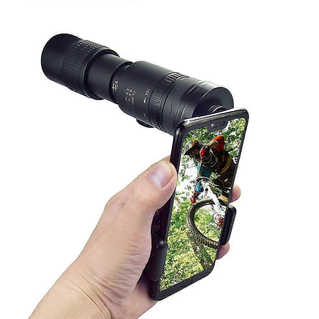 Zoom Monocular Telescope 4K 10-300X 40mm with Tripod and Mobile Phone Lens Clip for Bird Watching and Astronomy