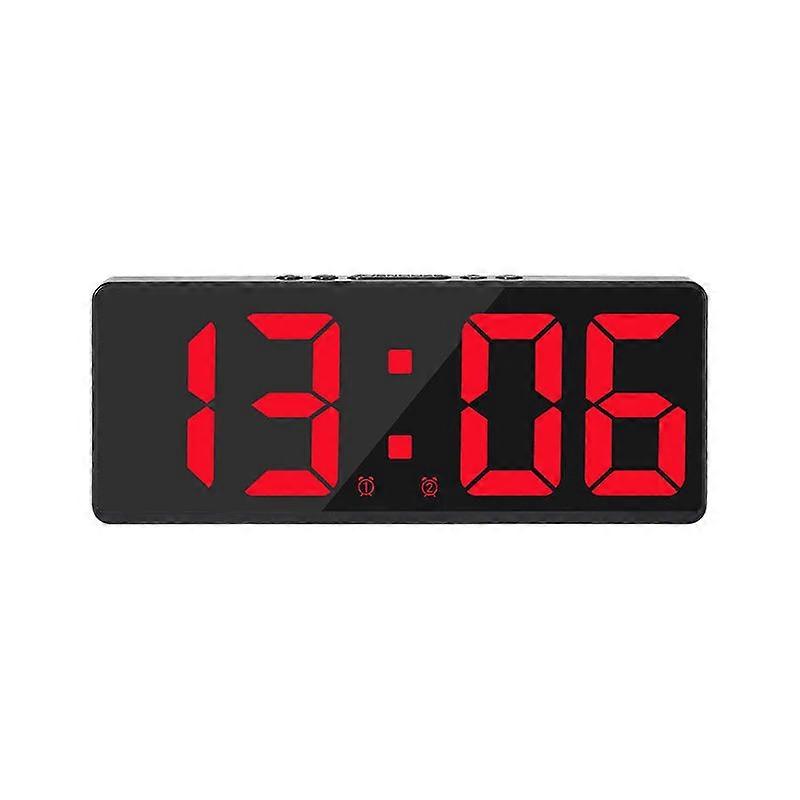 Acrylic Mirror Digital Alarm Table Clock Voice Control Powered By Battery