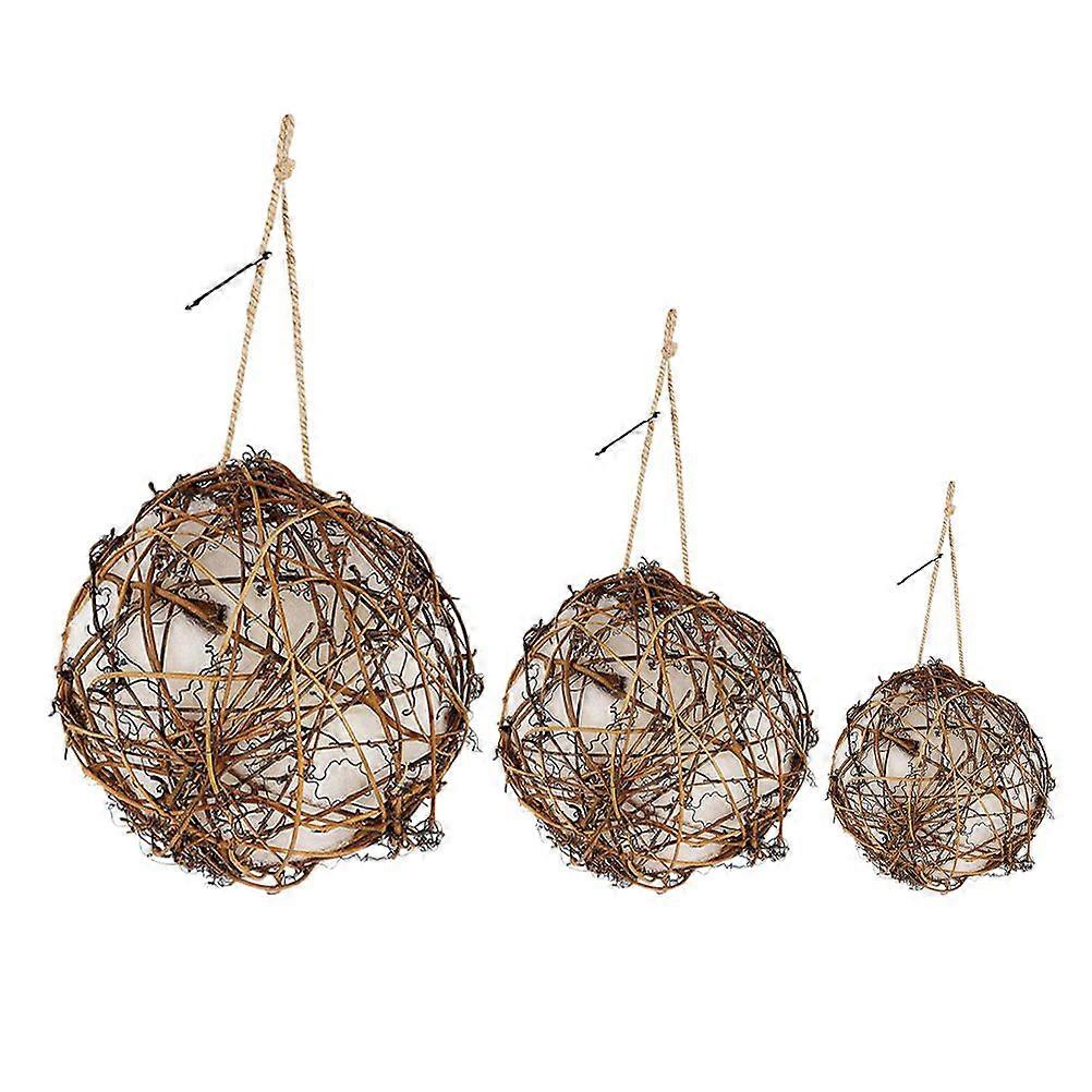 3pcs Bird Nest Material Ball Wild Birds Nesting Materials Holder Bird Nesting Bedding Materials Pendant Handmade Birdhouse Materials Globe Parakeet Ne