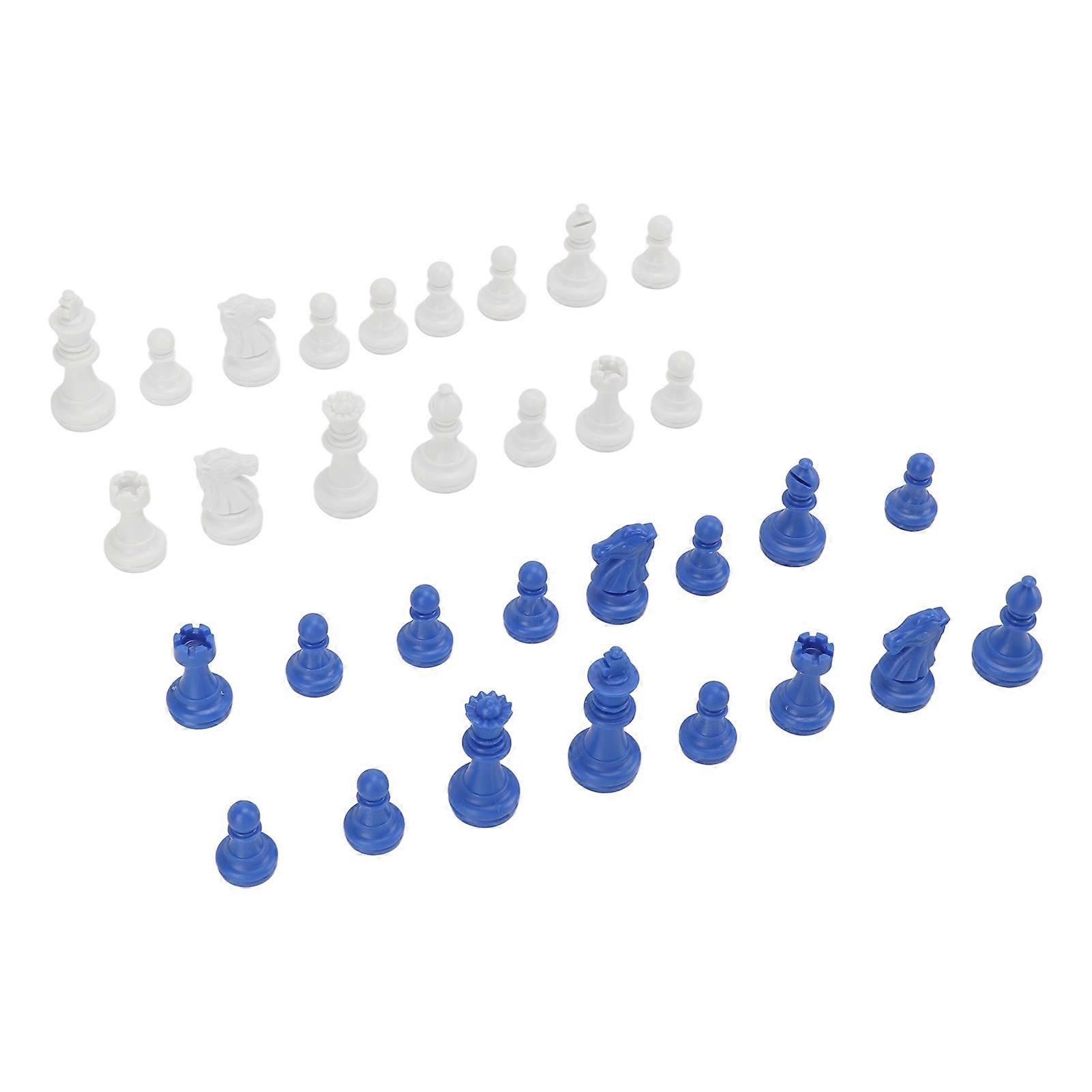 Chess Pieces Only PS Plastic Replacement Mini Chessmen Figurine Pieces 49mm Height King for Party RelaxingBlue