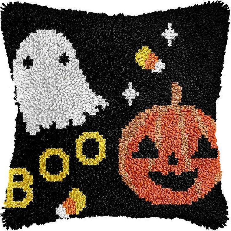 Ghost Halloween Pumpkin Latch Hook Pillow Kits 17x17 inch