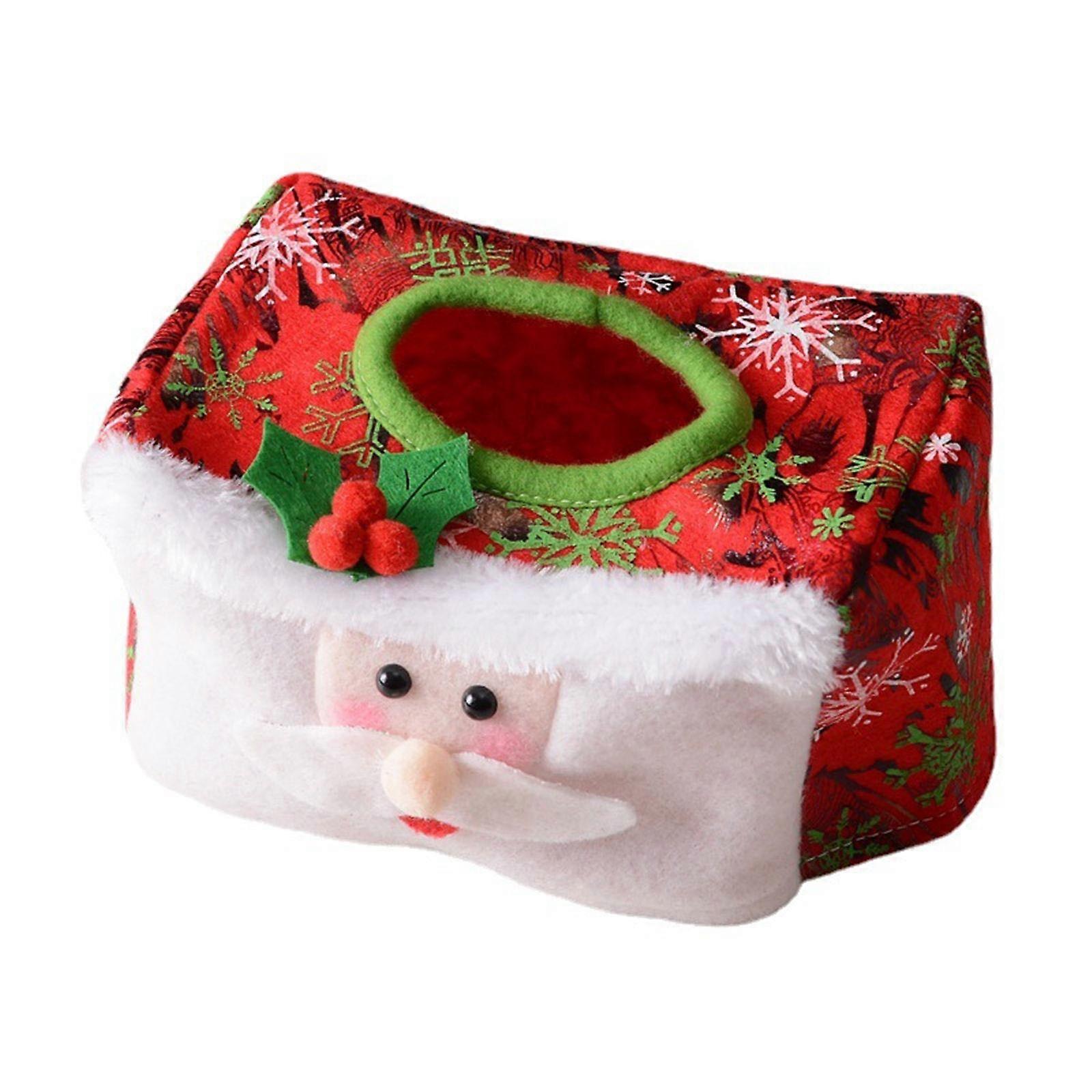 Decorative Santa Tissue Box Cover Practical Holiday Santa Christmas Tissue Paper Cover Elegant Paper Container