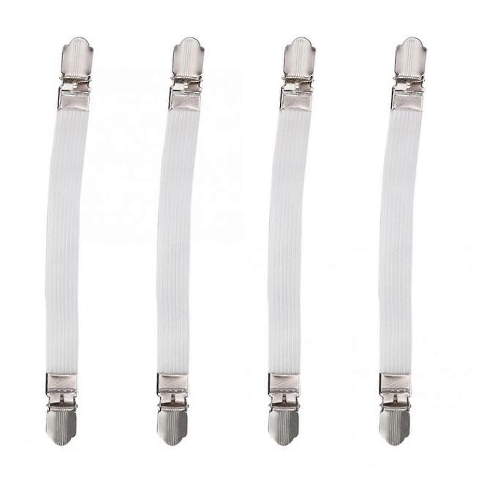 Duvets Clip 4 Pieces Elastic Bed Sheet Grippers Double Head Clips White