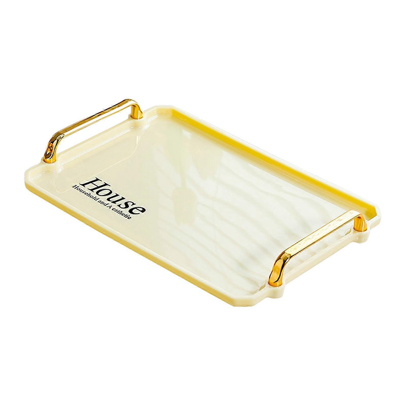Serving Tray with Gold Handles Elegant Multifunctional Rectangle Tray Ottoman