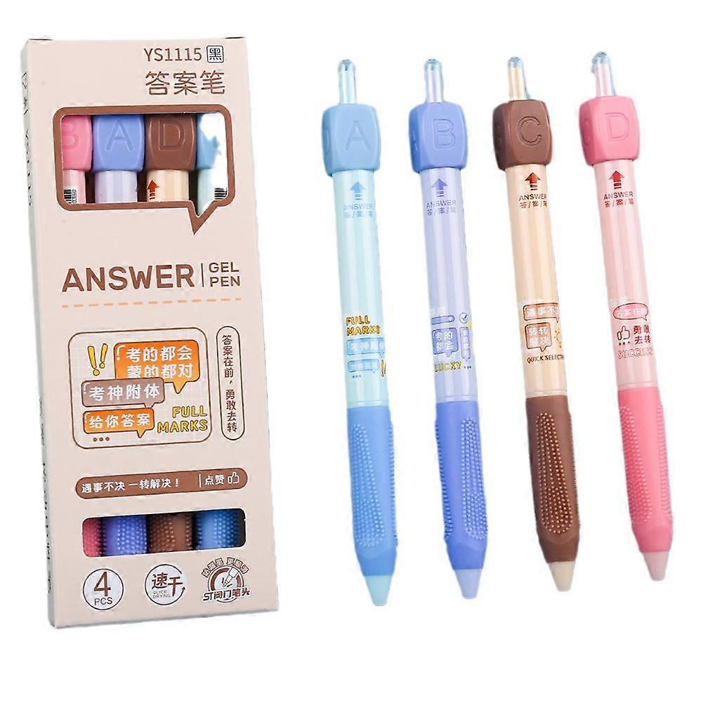 pcs/box (A)$Answer pen decompression rotating soft rubber cover ABCD option press neutral pen student black pen exam decompression pen