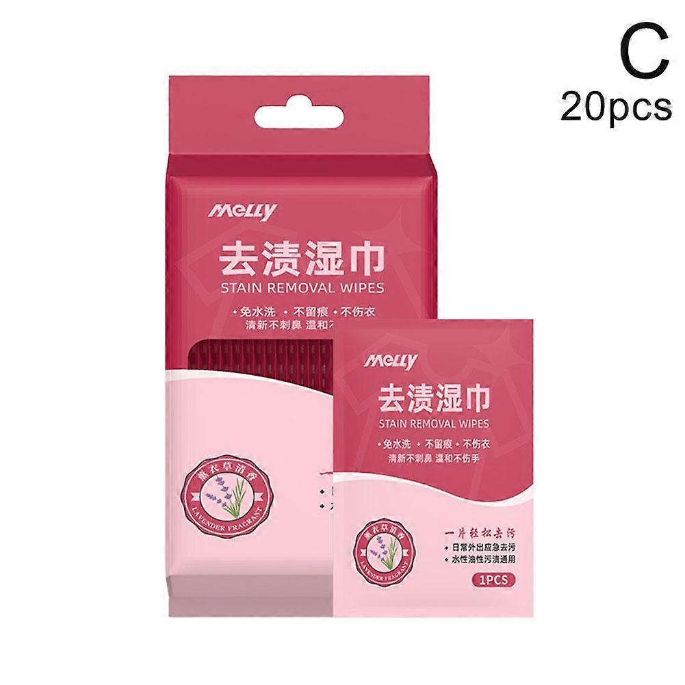 20 pieces (C) $ Clothing stain removal wipes for cleaning portable emergency down jacket strong degreasing disposable wet wipes individually packaged