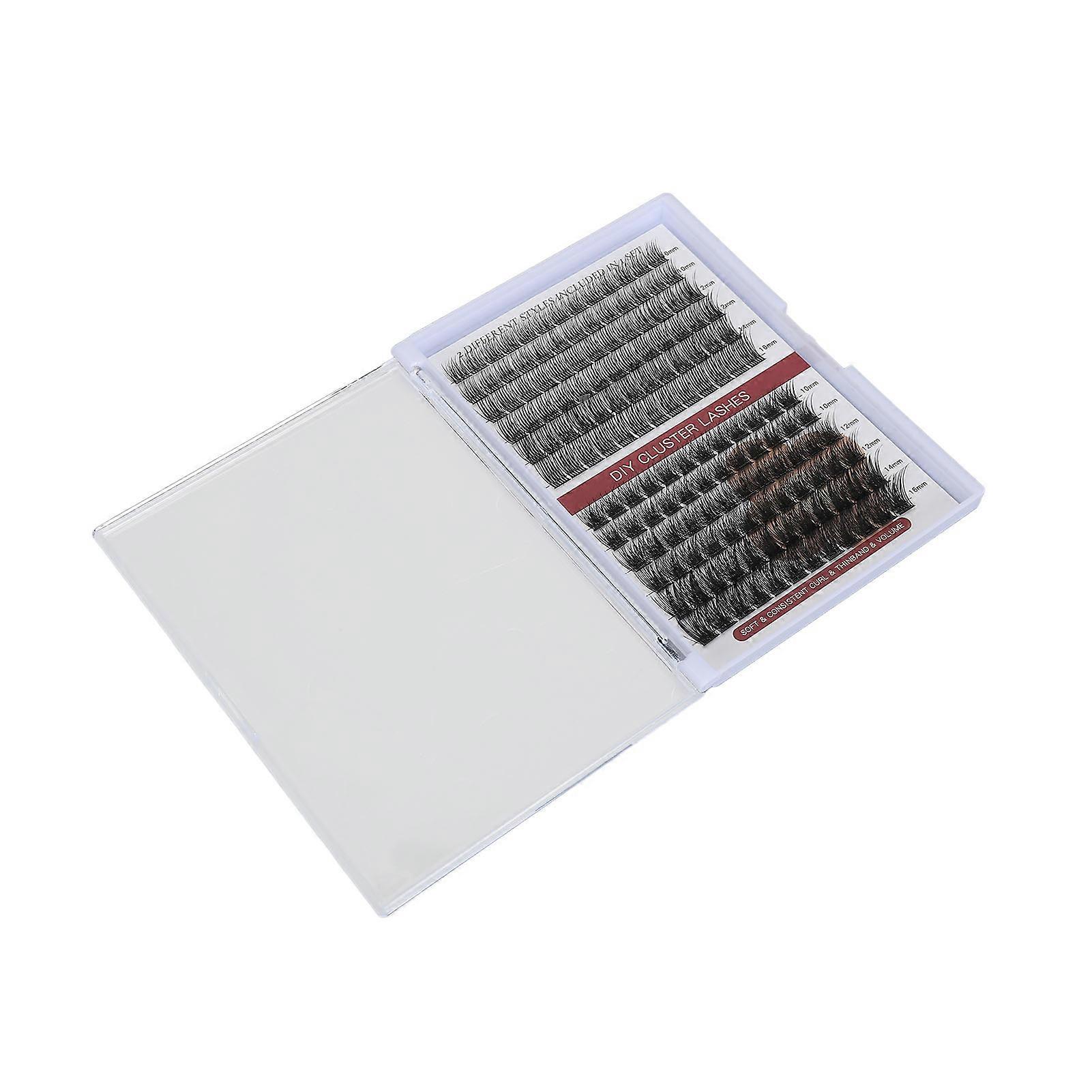 2 In 1 Eyelash Extension Kit DIY Portable Individual Volume Eyelash Cluster with 10ml Liquid A+B 12 Rows 150 Clusters 