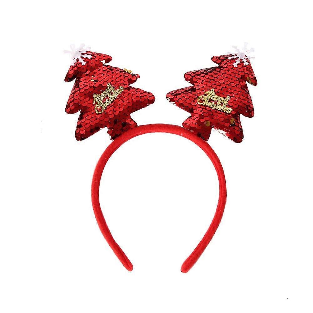 Christmas Headbands Cute Costume Headwears for Party (Red Glitter Tree)
