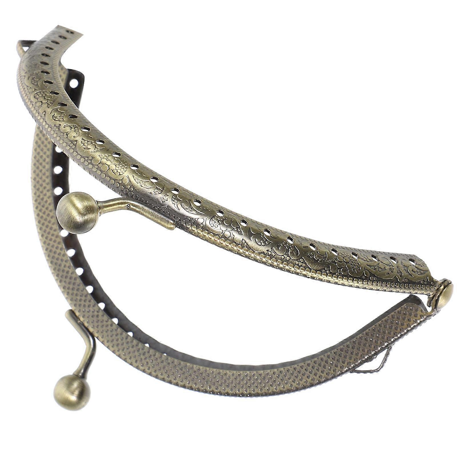 Creative Bag Making Kits, Semicircular Metal Frame with Intricate Floral Engravings