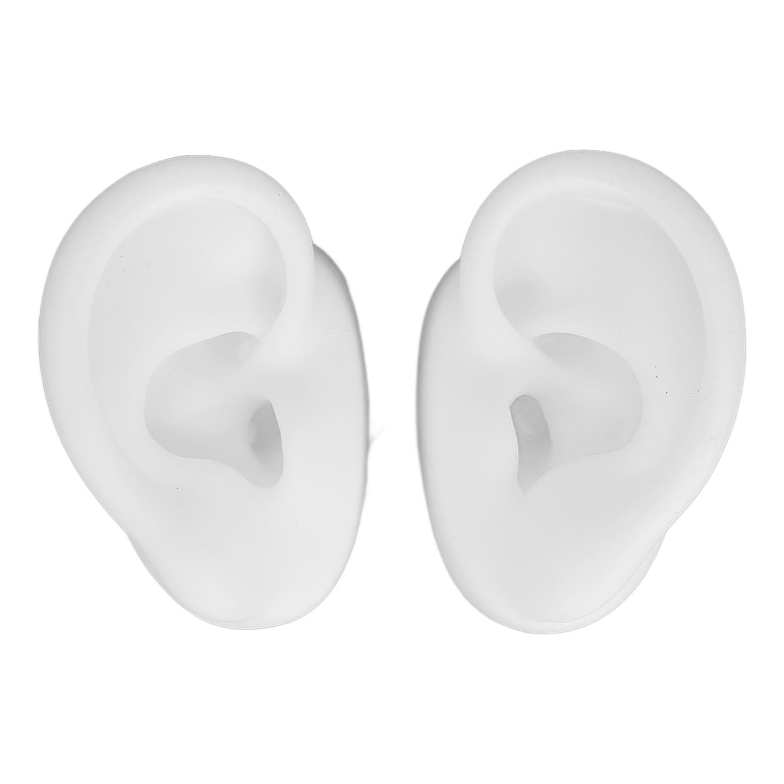 Realistic Silicone Ear Model, Flexible and Reusable, Left and Right Ear Piercing Training Model for Earrings, Headphones, White Display