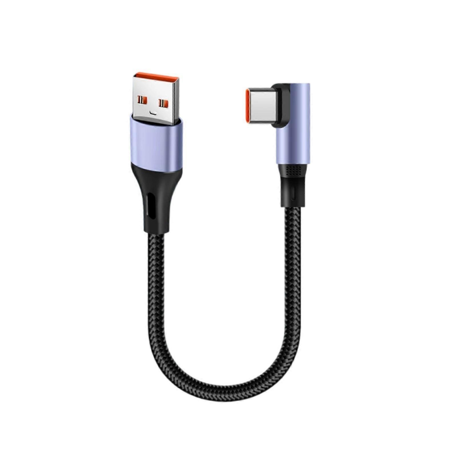 Compact USB to USB C Power Adapter Cord Wire Nylon Reinforced Data Cable Bend/Straight Head Design Quick Charging