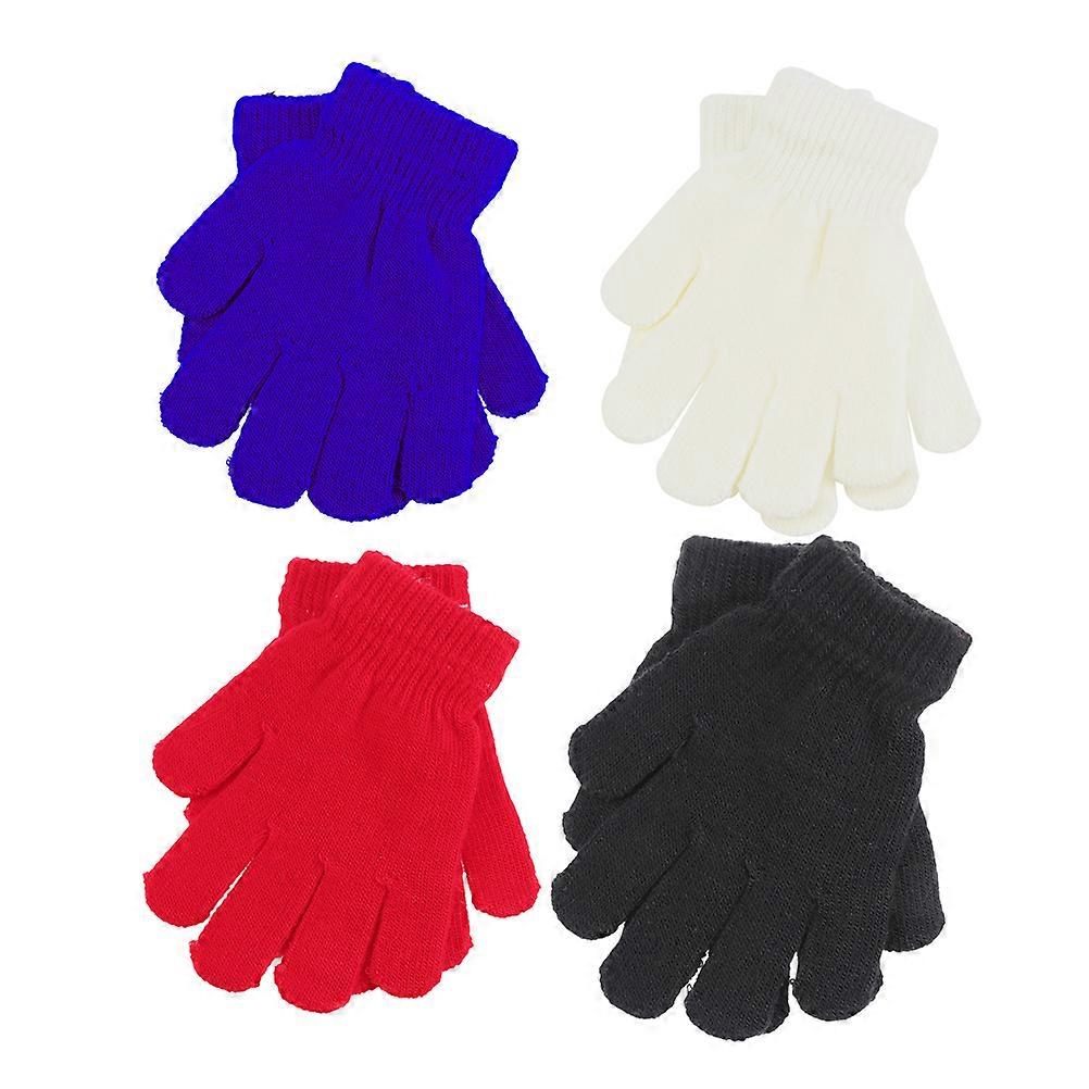 Unisex Knitted Gloves Five Fingers Warmth Playing Outside 4 Pairs