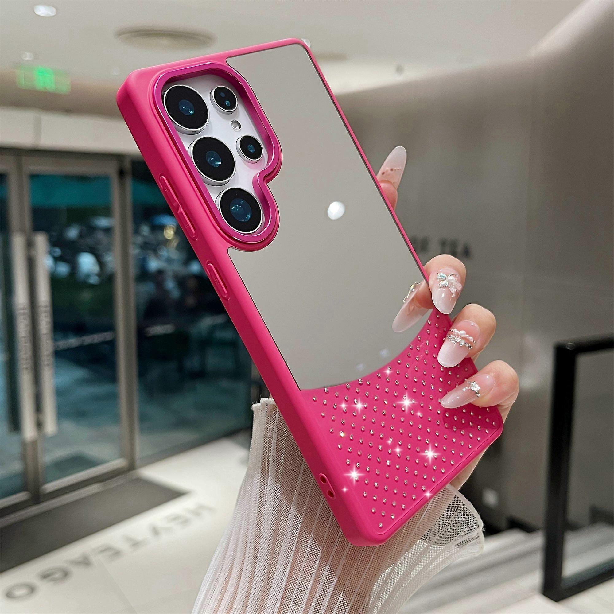 For Samsung Galaxy S24 Ultra Case Mirror Surface TPU + PC Shockproof Phone with Metal Lens Frame