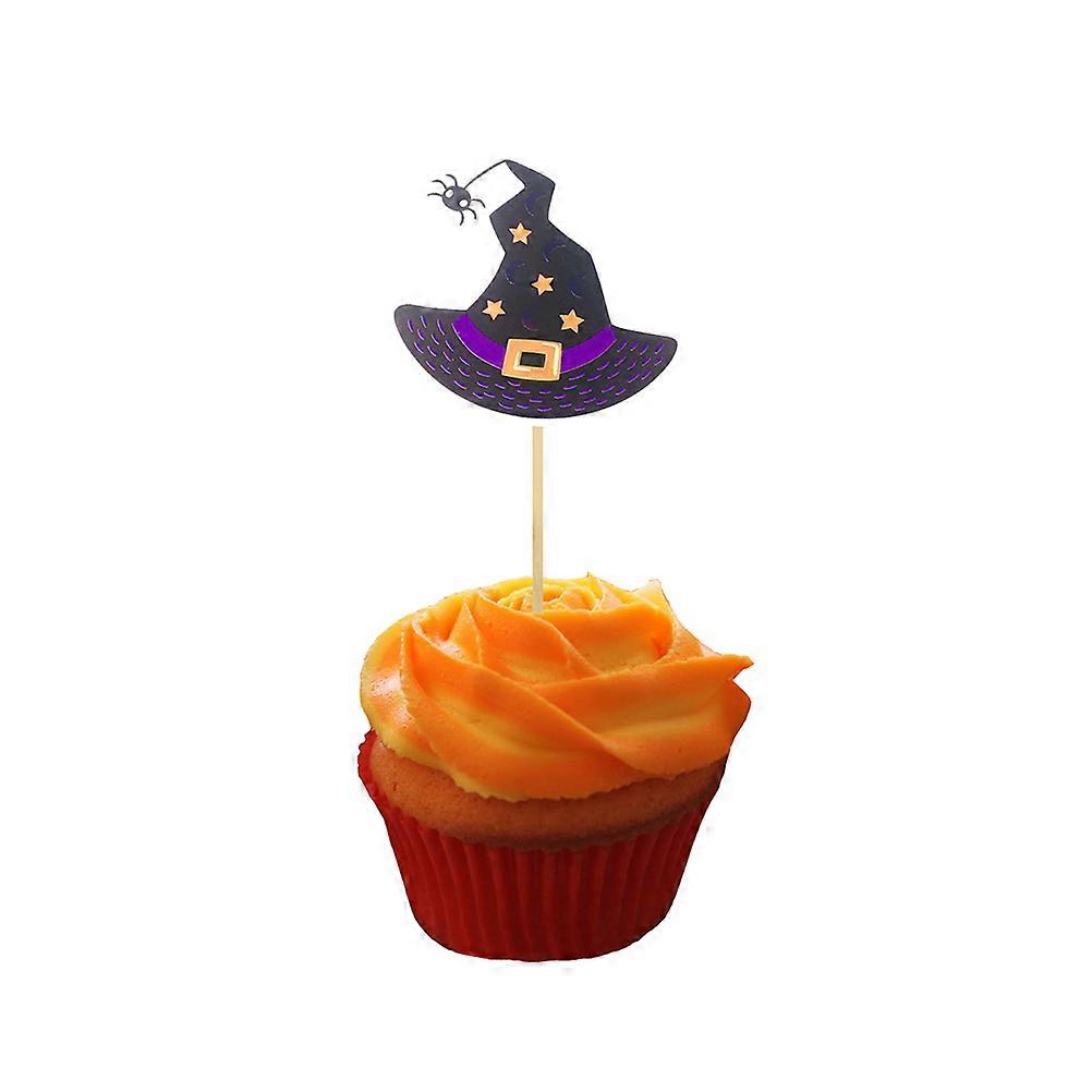 ハロウィンカップケーキデコレーションウィッチハットケーキトッパーハロウィンパーティーマルチカラーミディアムサイズ12個