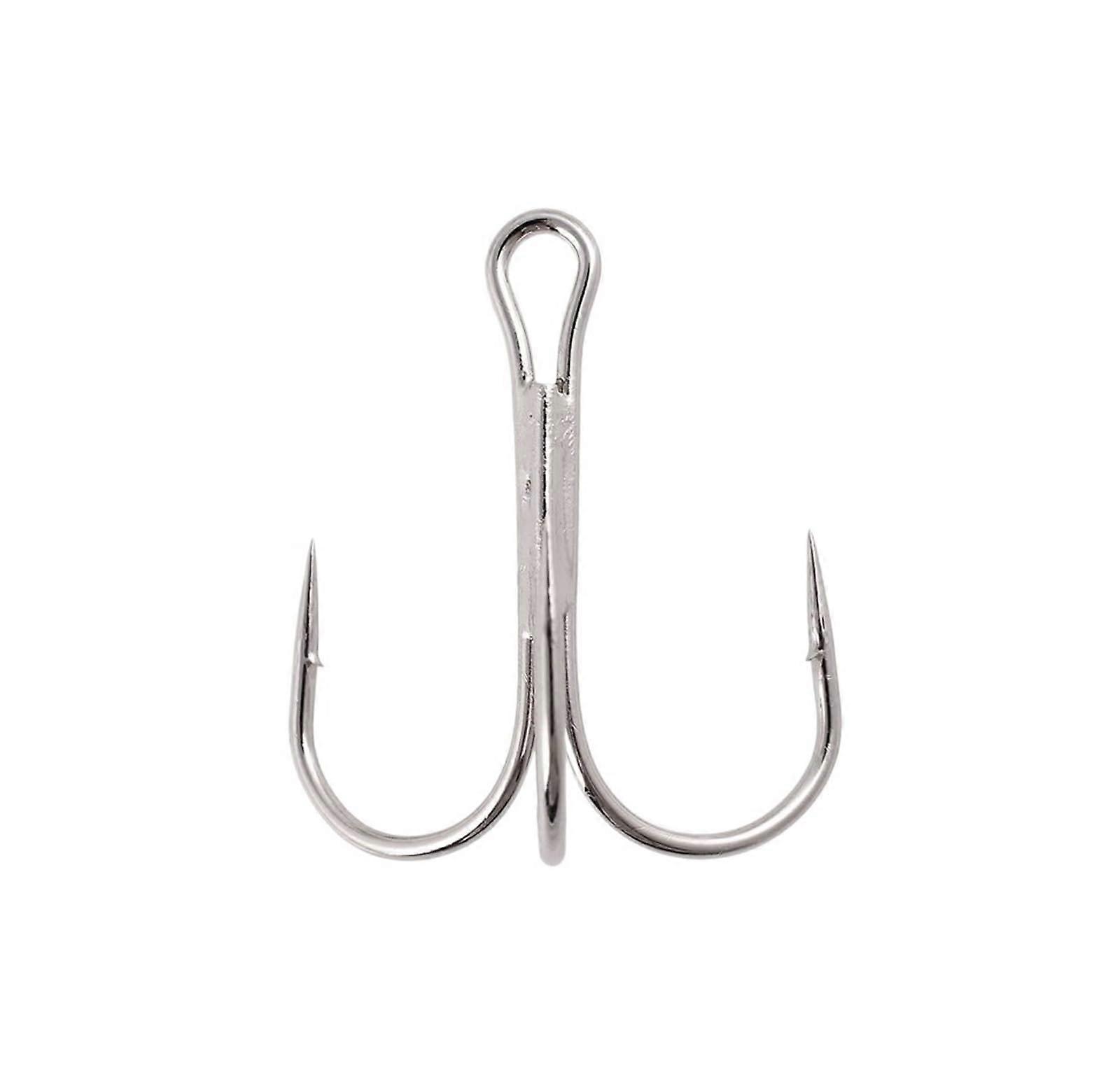 Jig Hook Silver High Carbon Steel Sizes 2-14 and 3/0 Round Bend Triple Hooks Perch 10 Pcs Pack