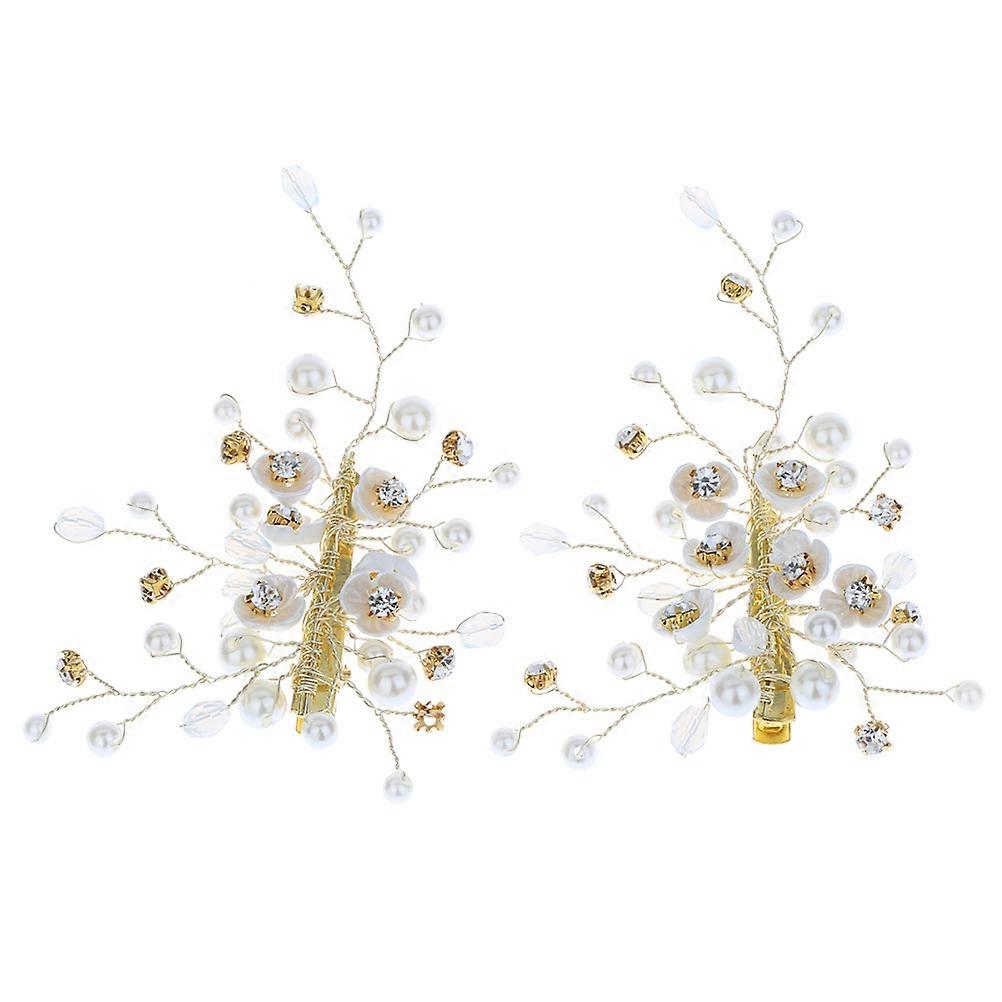 Saç Çiçek Klipsi Altın Düğün Saç Aksesuarları Çocuklar Için Zarif 8x6x1 cm İyi Kavrama 2 Takım