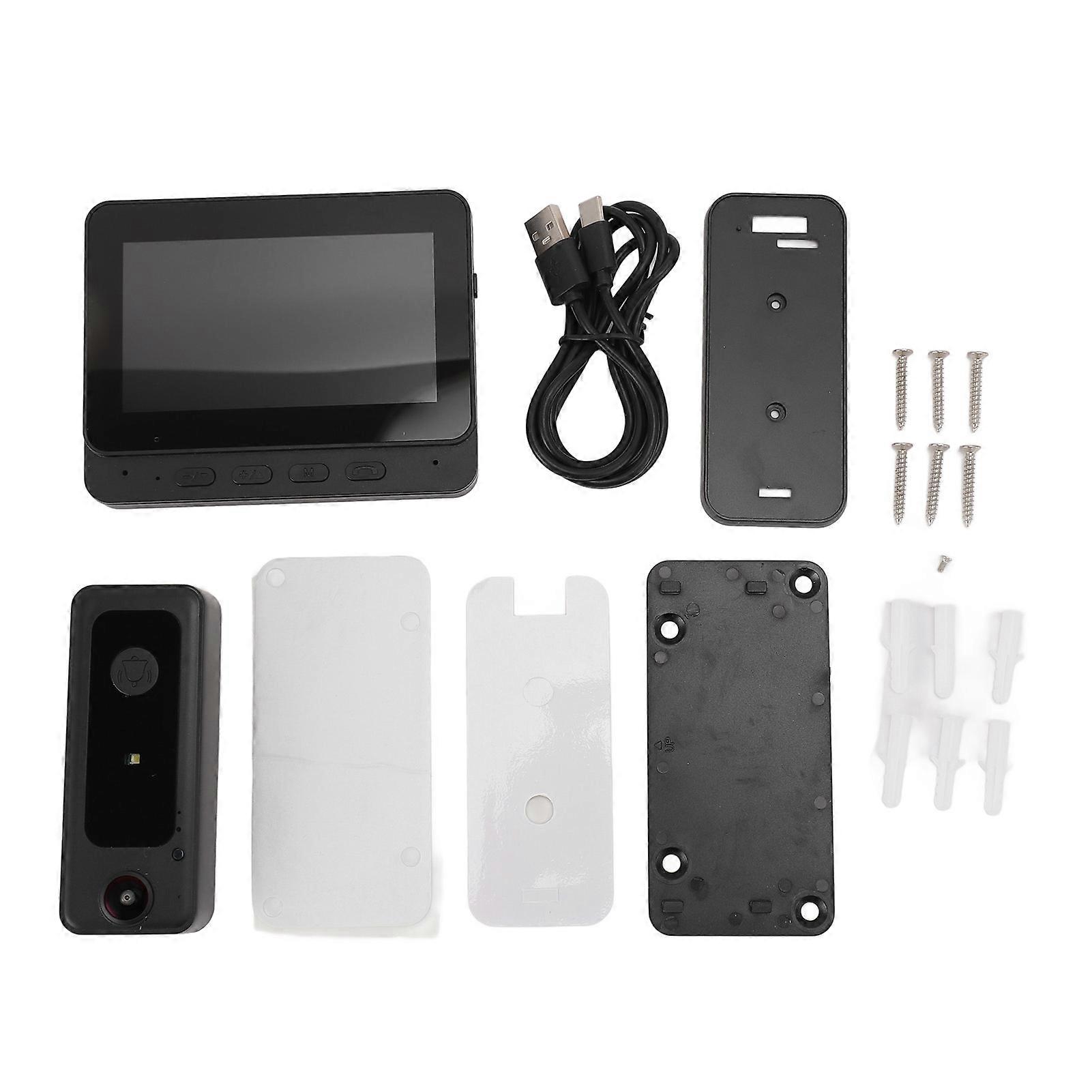 Smart Wireless Video Doorbell, 4.3 inch Screen, 170° Wide Angle, Two-Way Intercom, Auto Recording, Security Doorbell