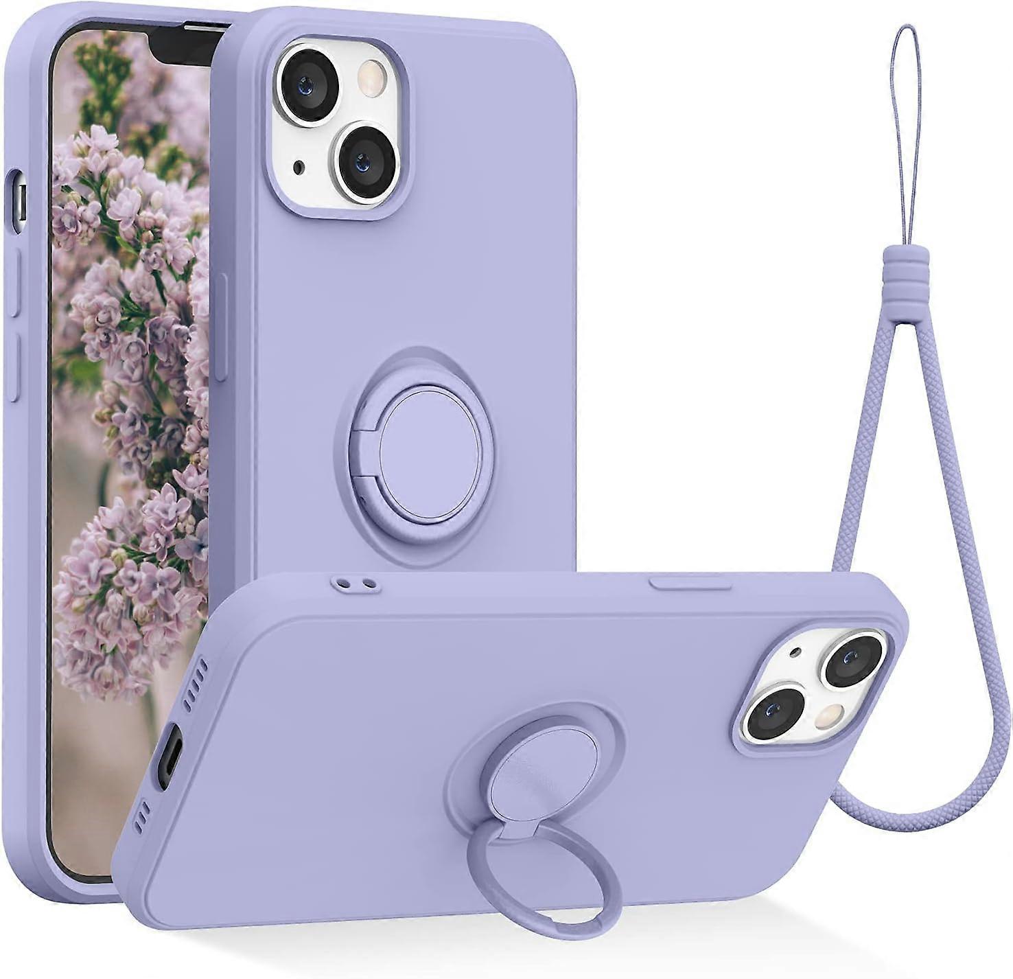 Compatible with iPhone 13 mobile phone case, lilac purple [with built-in ring buckle]