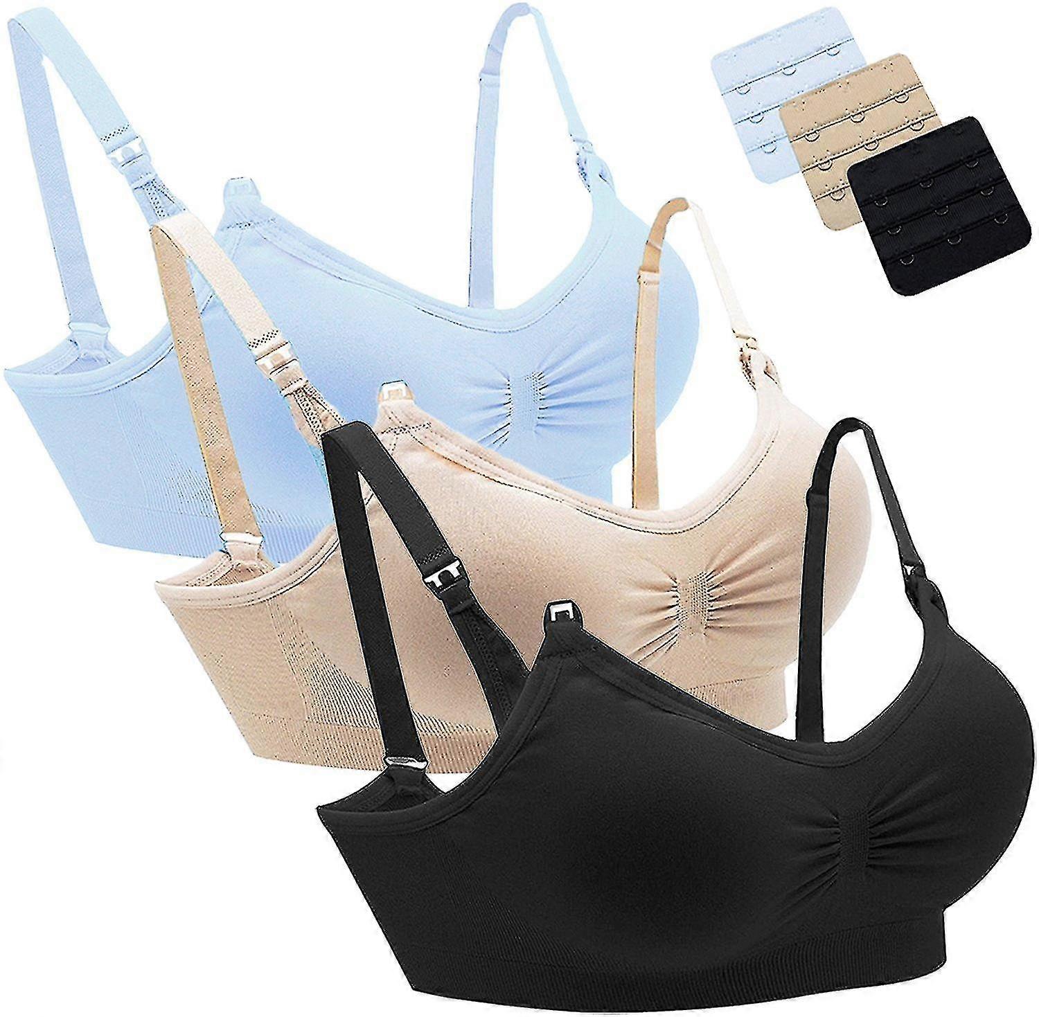 3pack Women's Seamless Maternity Nursing Bra Sleep Bralette With Free Extenders
