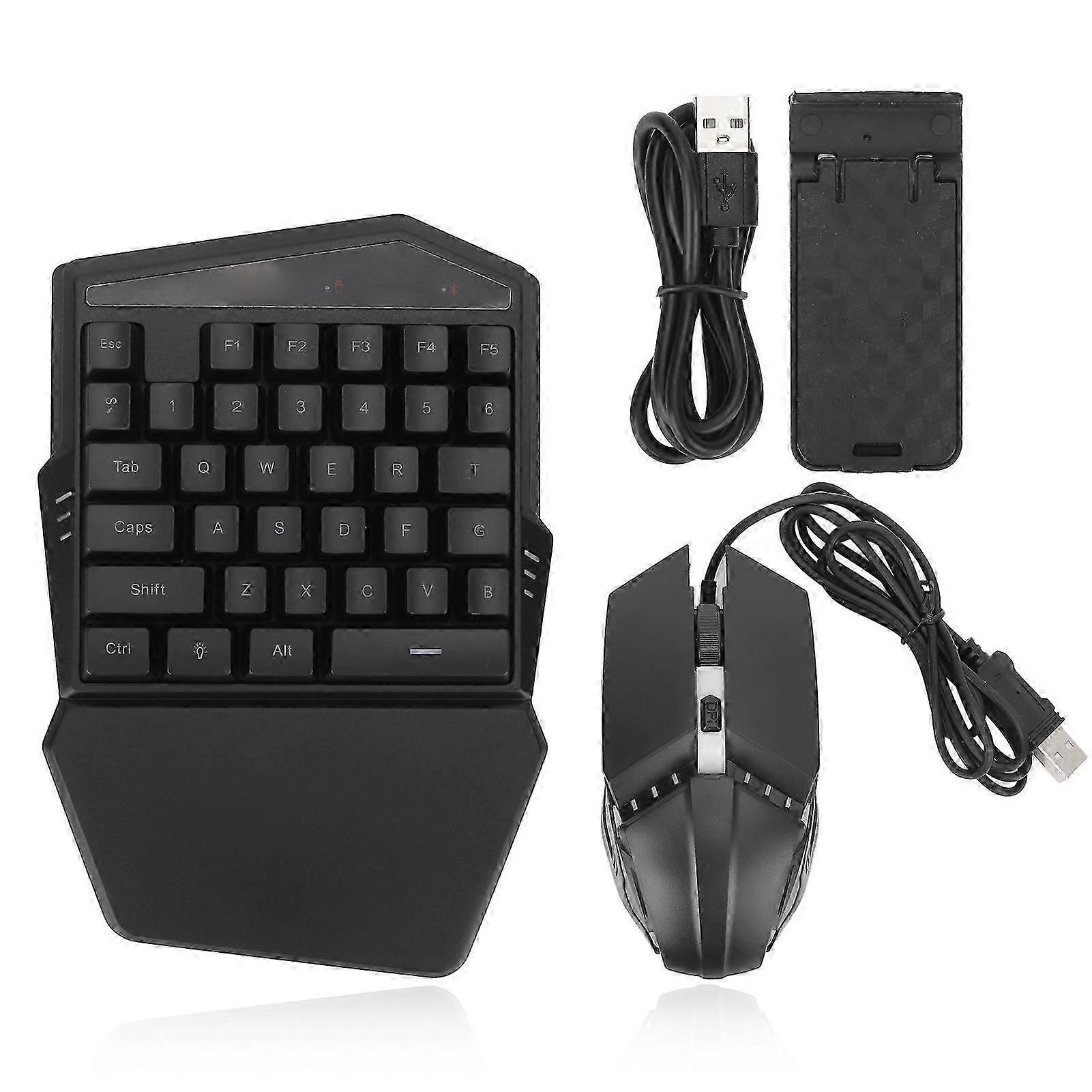 One-Hand Keyboard Mouse 35 Keys RGB Backlight Gaming Half Keypad Mouse Combo for Android Devices