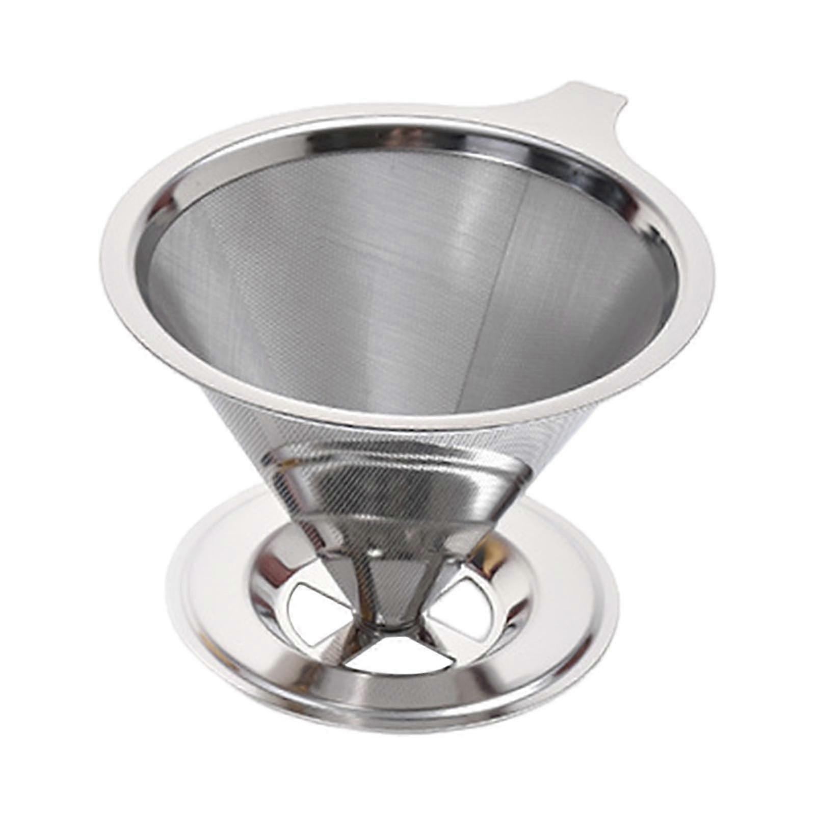 Stainless Steel Pour Over Coffee Dripper - Reusable Paperless Cone Filter for Home Use