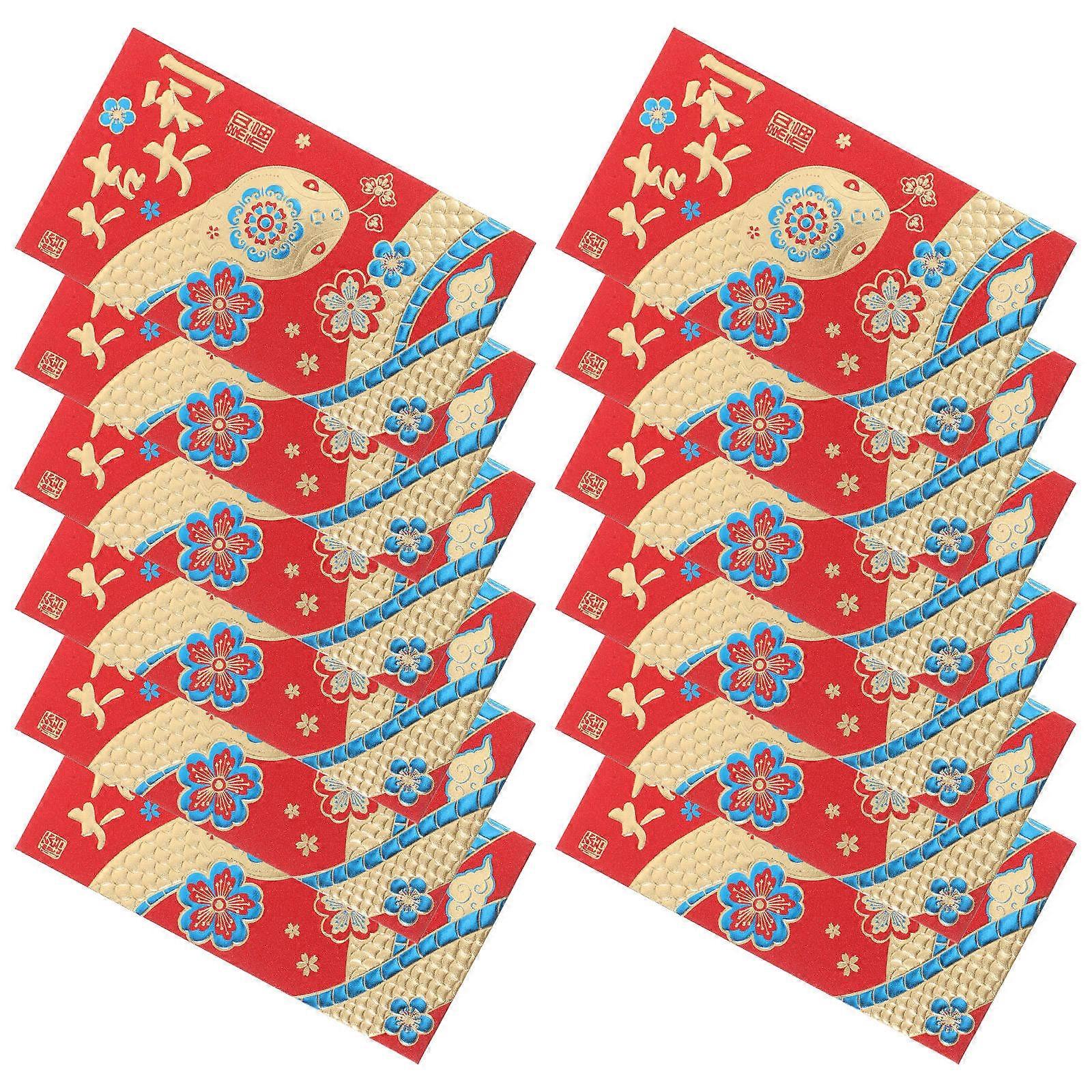 Wedding Red Envelopes Lucky Money Storage Rectangular Traditional Design Red Packets 17.00X9.00X0.10cm 12Pcs