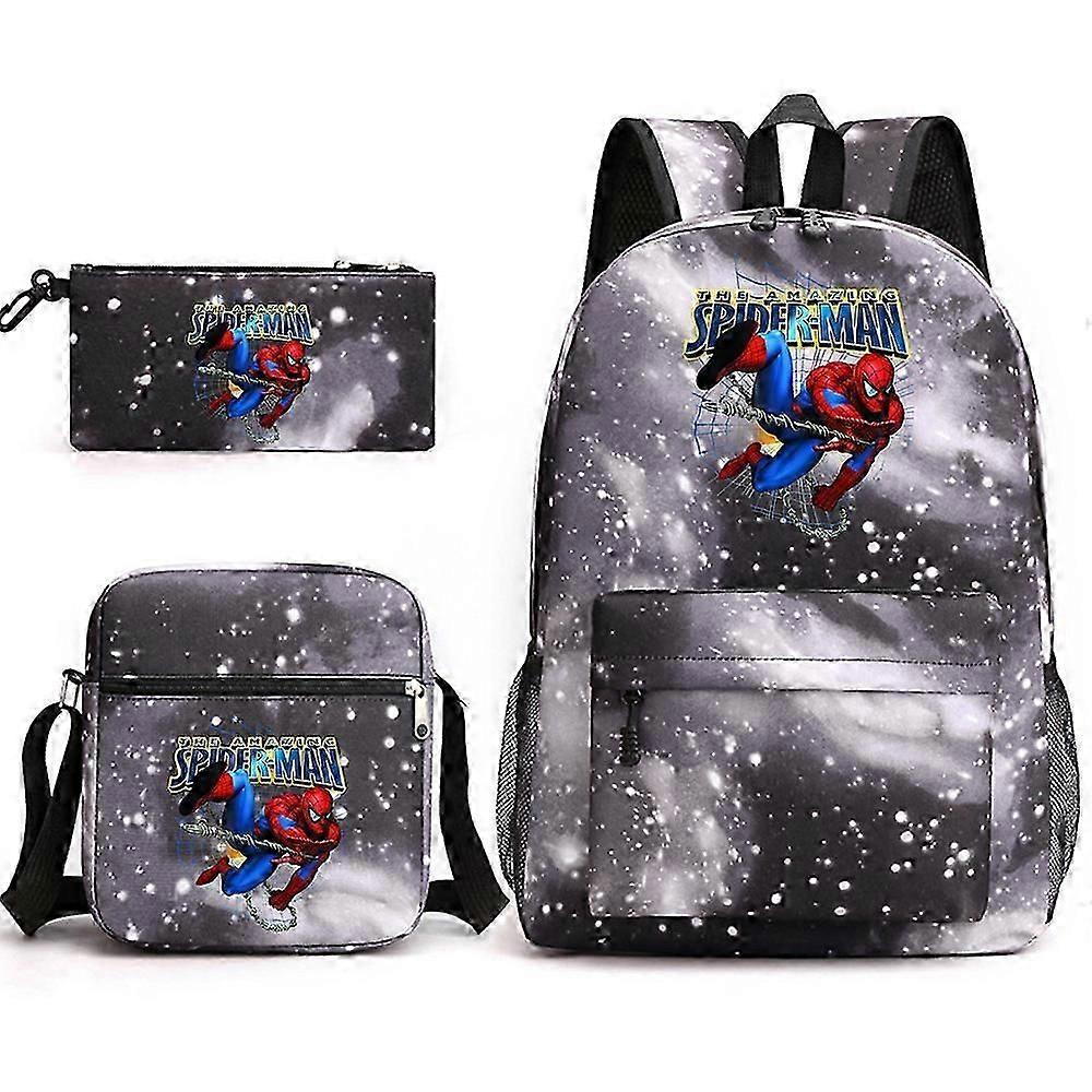 Spider-Man School Bag Backpack Pencil Case Shoulder Bag Three-piece Set _13